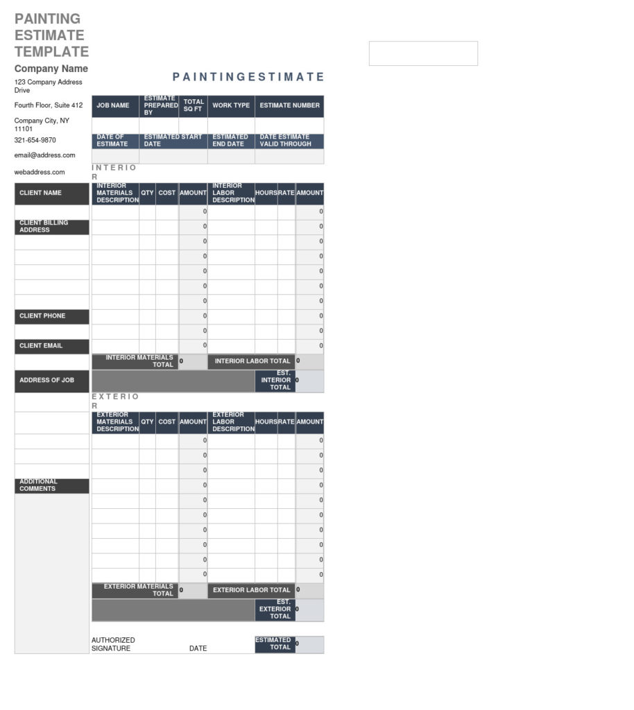 5 FREE Sample Painting Estimate Template In Excel Template Samples   Free Sample Painting Estimate Template In Excel 914x1024 