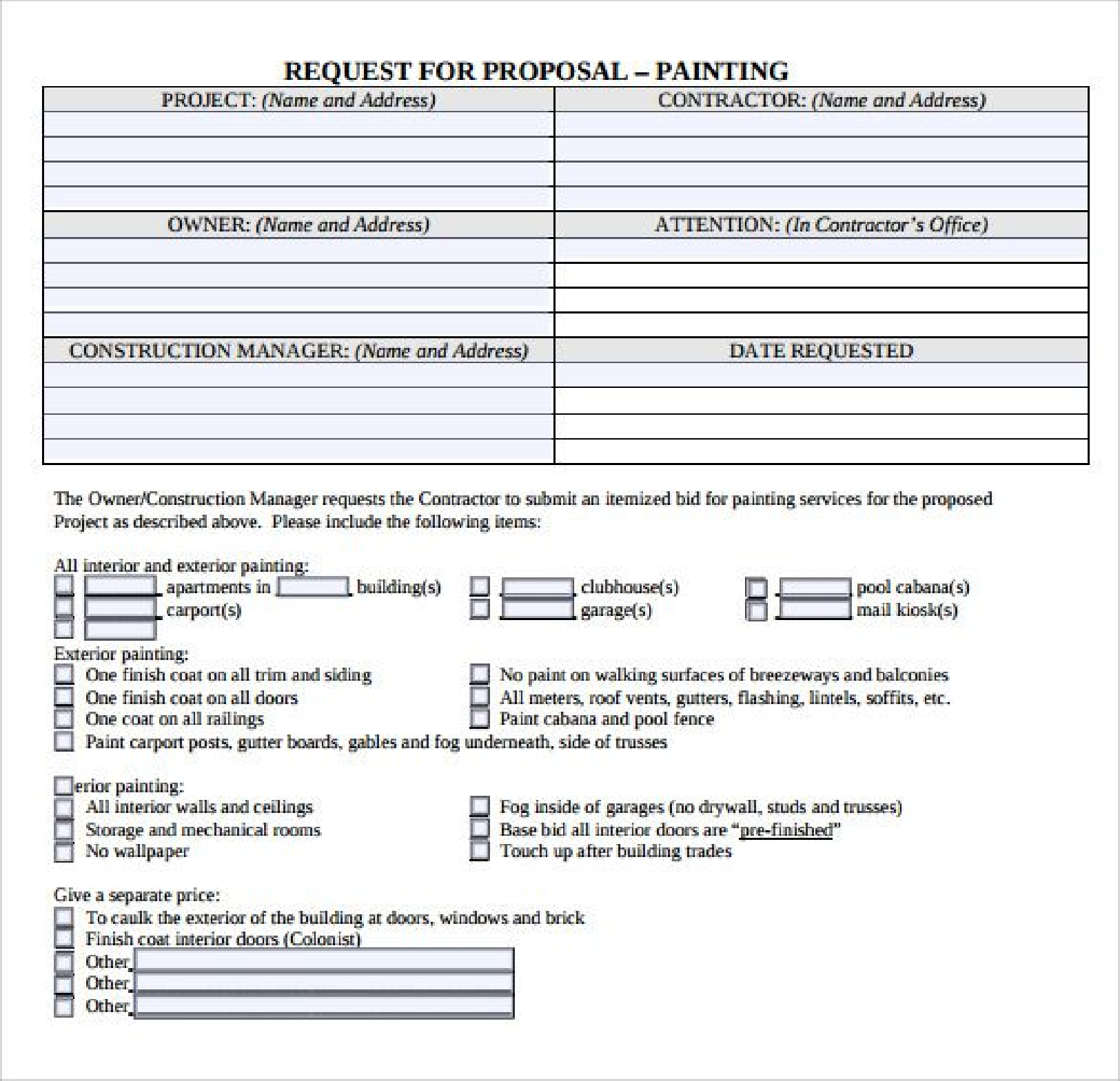 5 FREE Sample Painting Estimate Template in PDF