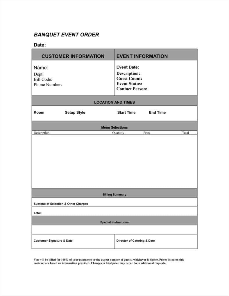 10+ Event Order Form Templates - Google Docs, Google Sheets inside Sample BEO Template