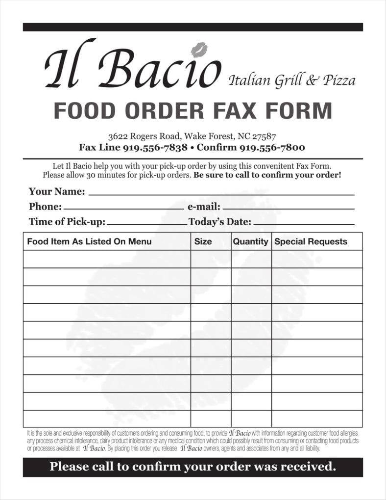 10+ Food Order Form Templates - Word, Docs in Food Order Form Sample Template