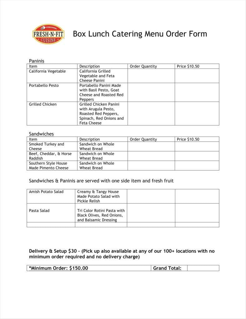 10+ Food Order Form Templates - Word, Docs with regard to Food Order Form Sample Template