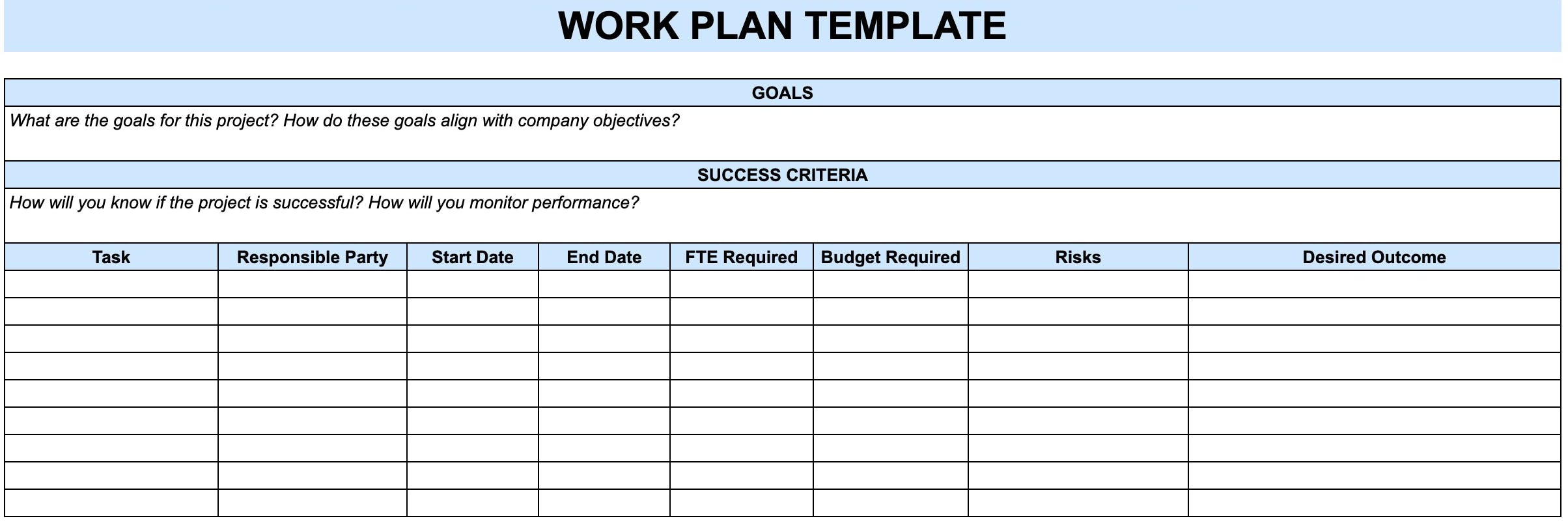 10 Free Work Plan Templates To Organize Your Projects pertaining to Project Work Plan Sample Template