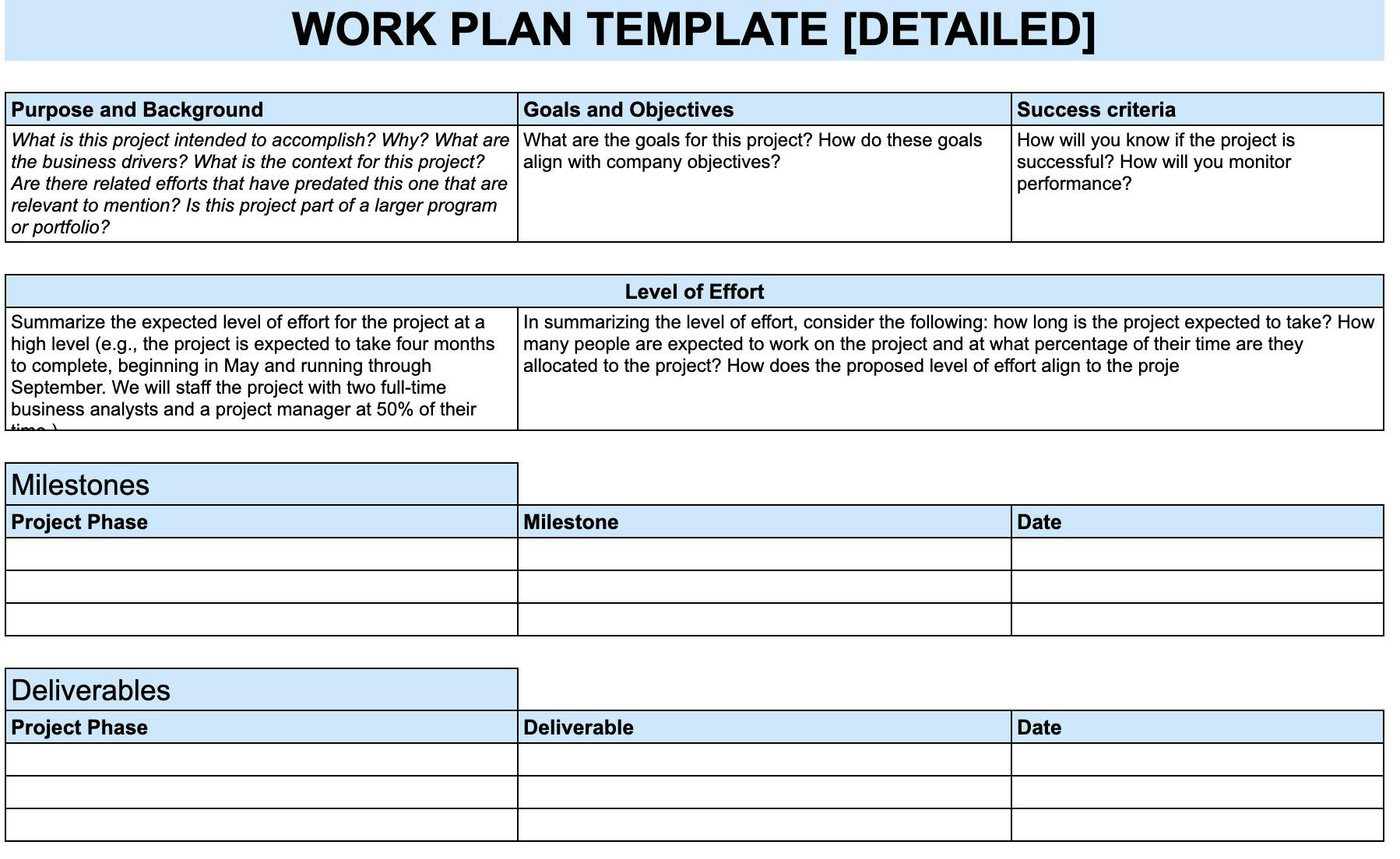 10 Free Work Plan Templates To Organize Your Projects pertaining to Project Work Plan Sample Template