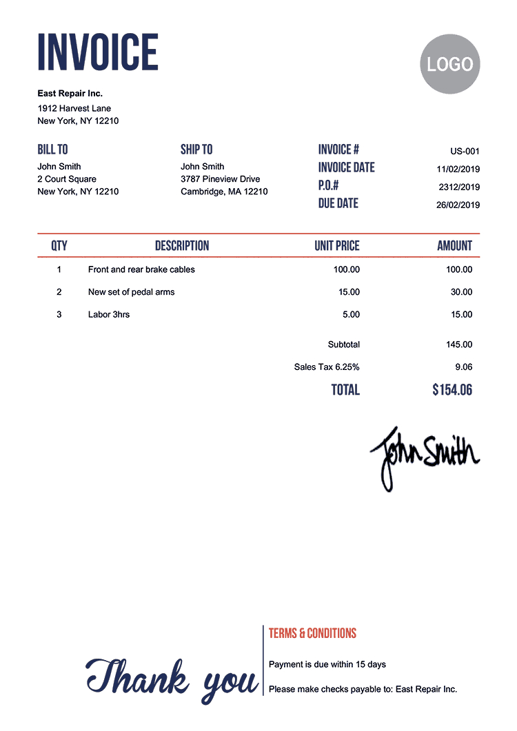 100 Free Invoice Templates | Print &amp;amp; Email Invoices regarding Business Invoice Sample Template