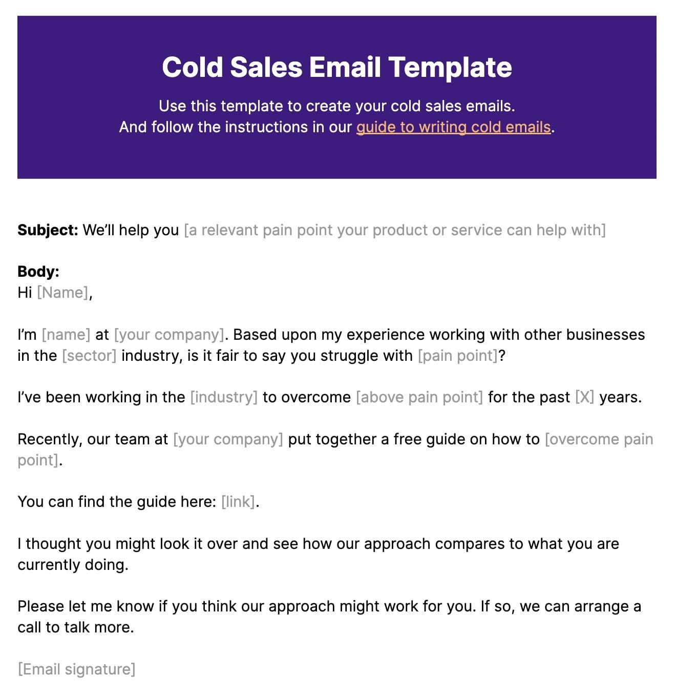 11 Cold Email Templates Sure To Attract Hot Leads with regard to Sample Sales Email Template