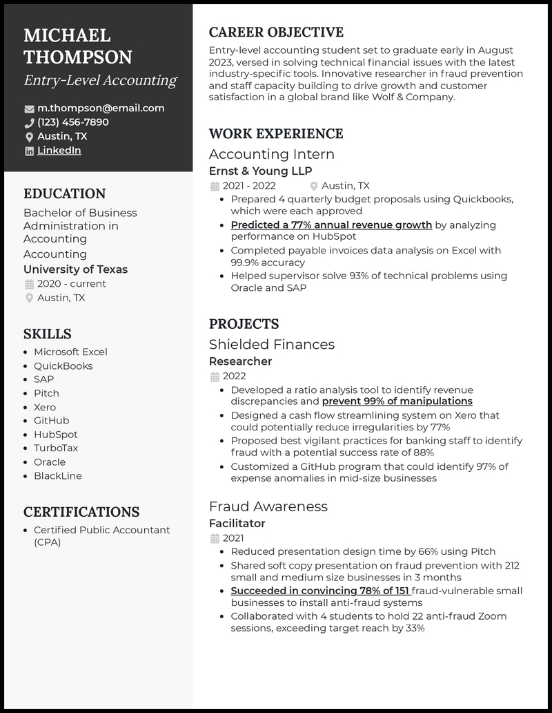 Entry Level Resume Template Sample Template Samples