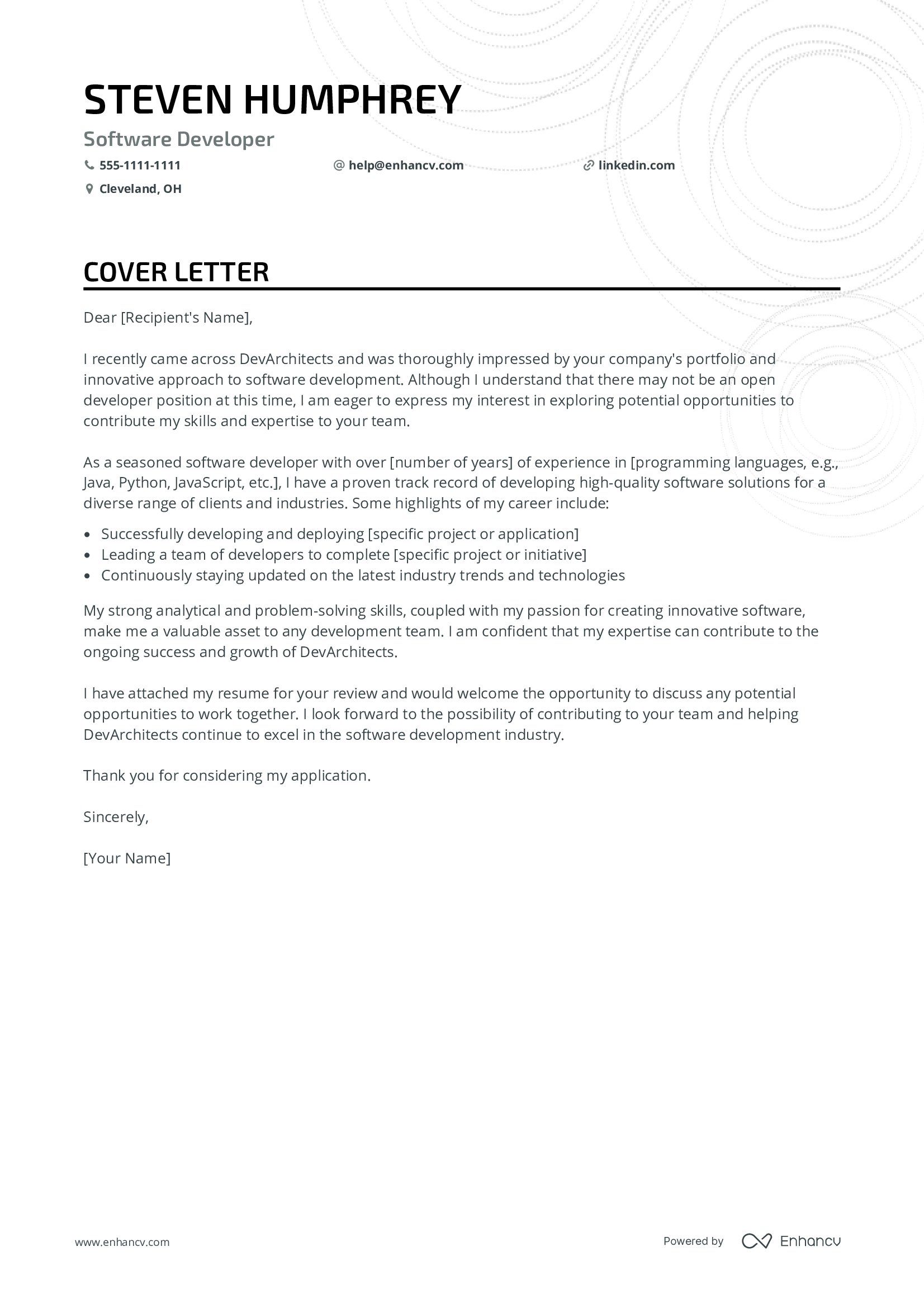 1200+ Cover Letter Examples For Every Career Level And Field for Competency Letter Sample Template