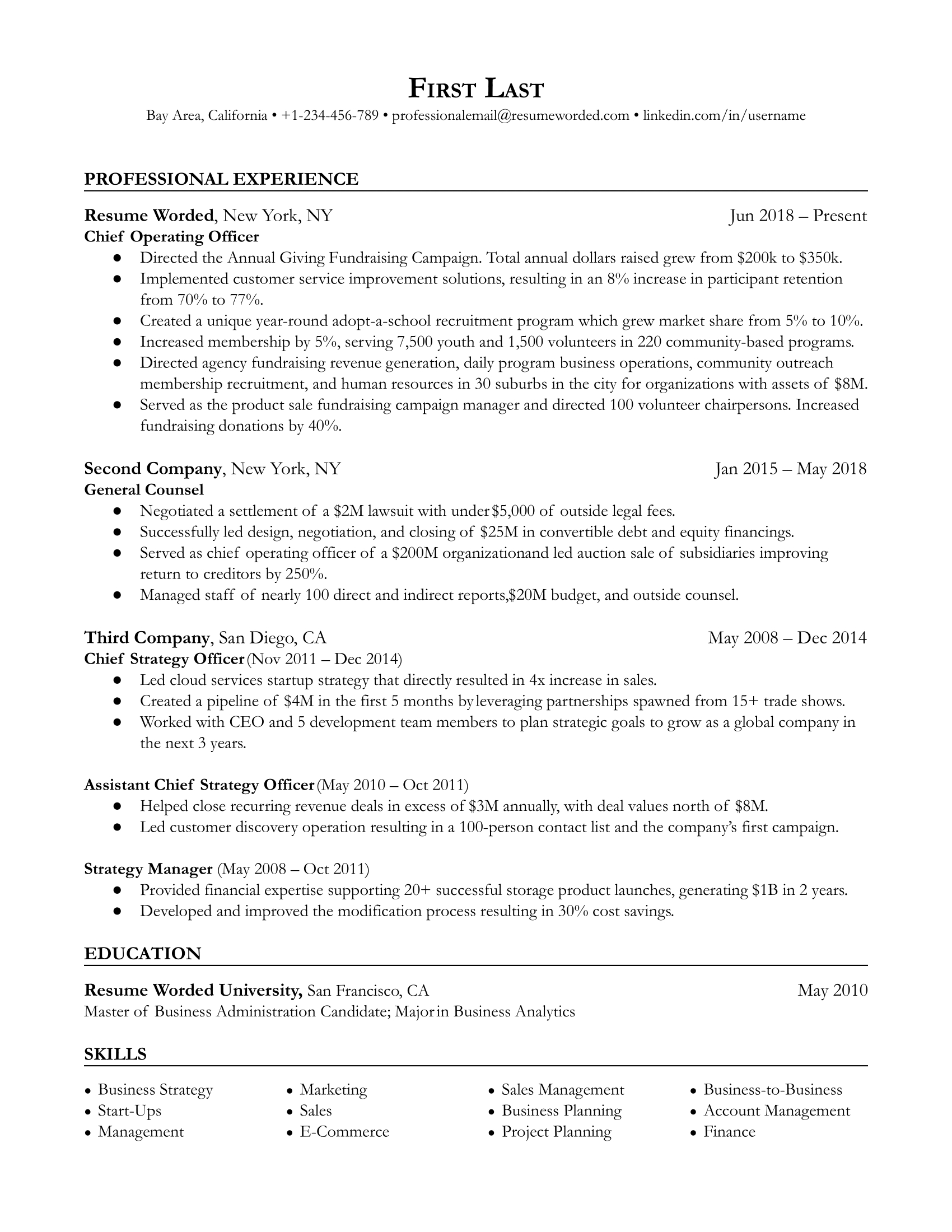 13 C-Level And Executive Resume Examples For 2024 | Resume Worded inside Executive Resume Template Sample