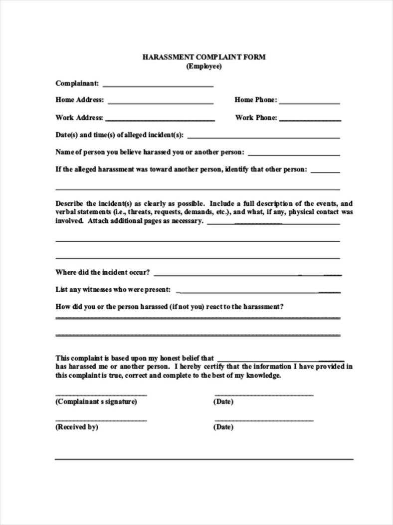 14+ Employee Complaint Forms - Free Pdf, Doc Format Download pertaining to Employee Complaint Form Sample Template