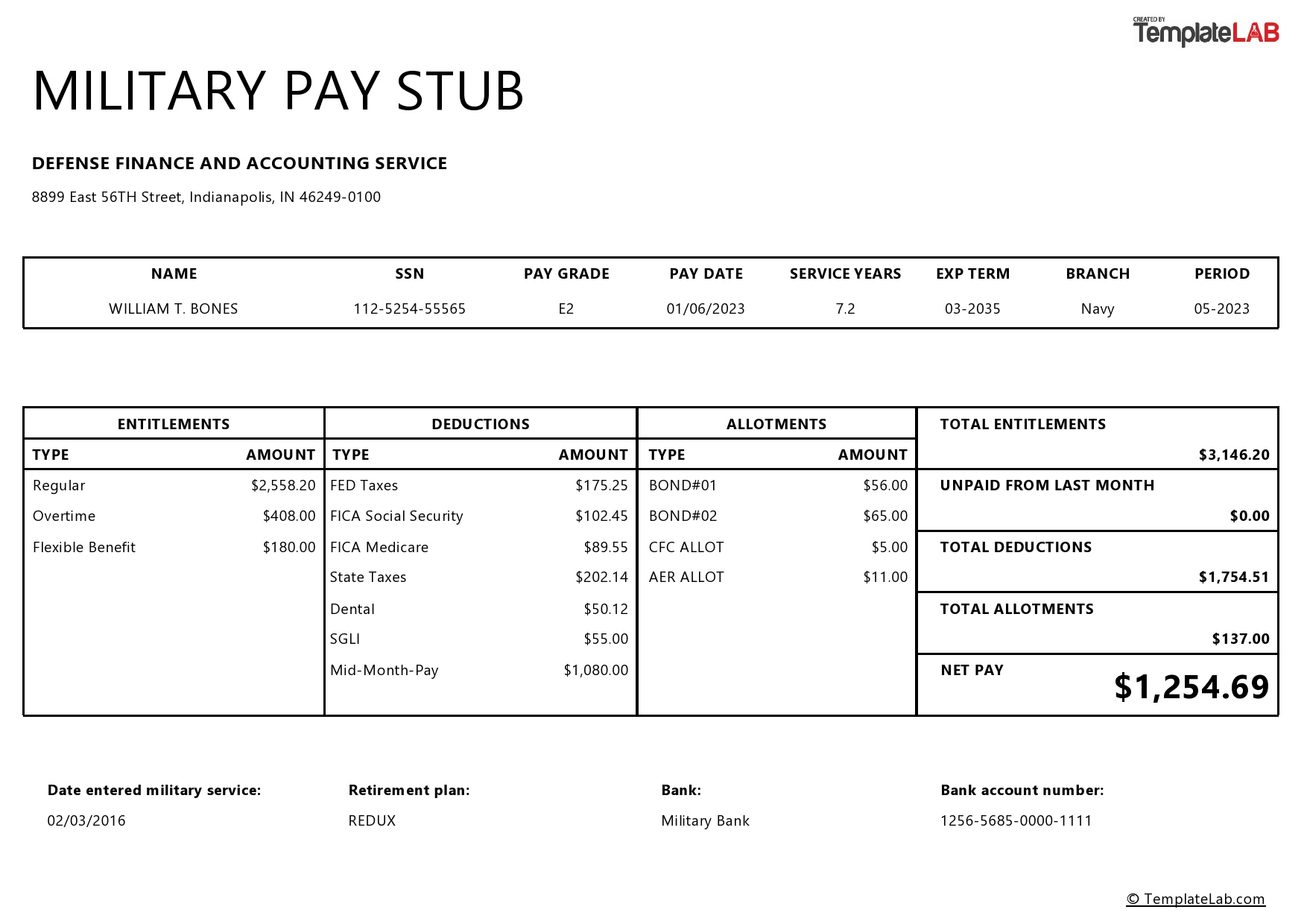 15 Free Pay Stub Templates [Word, Excel, Pdf] - Templatelab pertaining to Pay Stub Template Free Sample