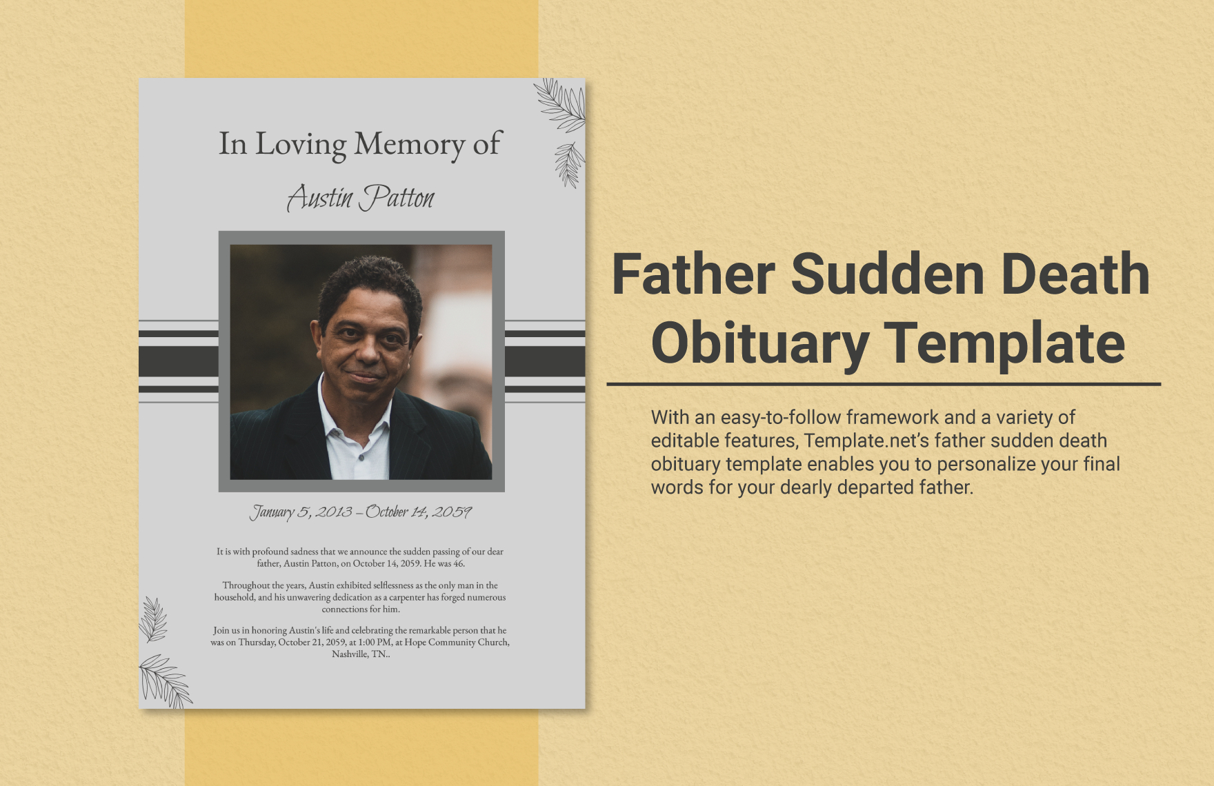 15+ Obituary Templates For Father - Free Word, Excel, Pdf, Psd throughout Obituary Sample Template for Father