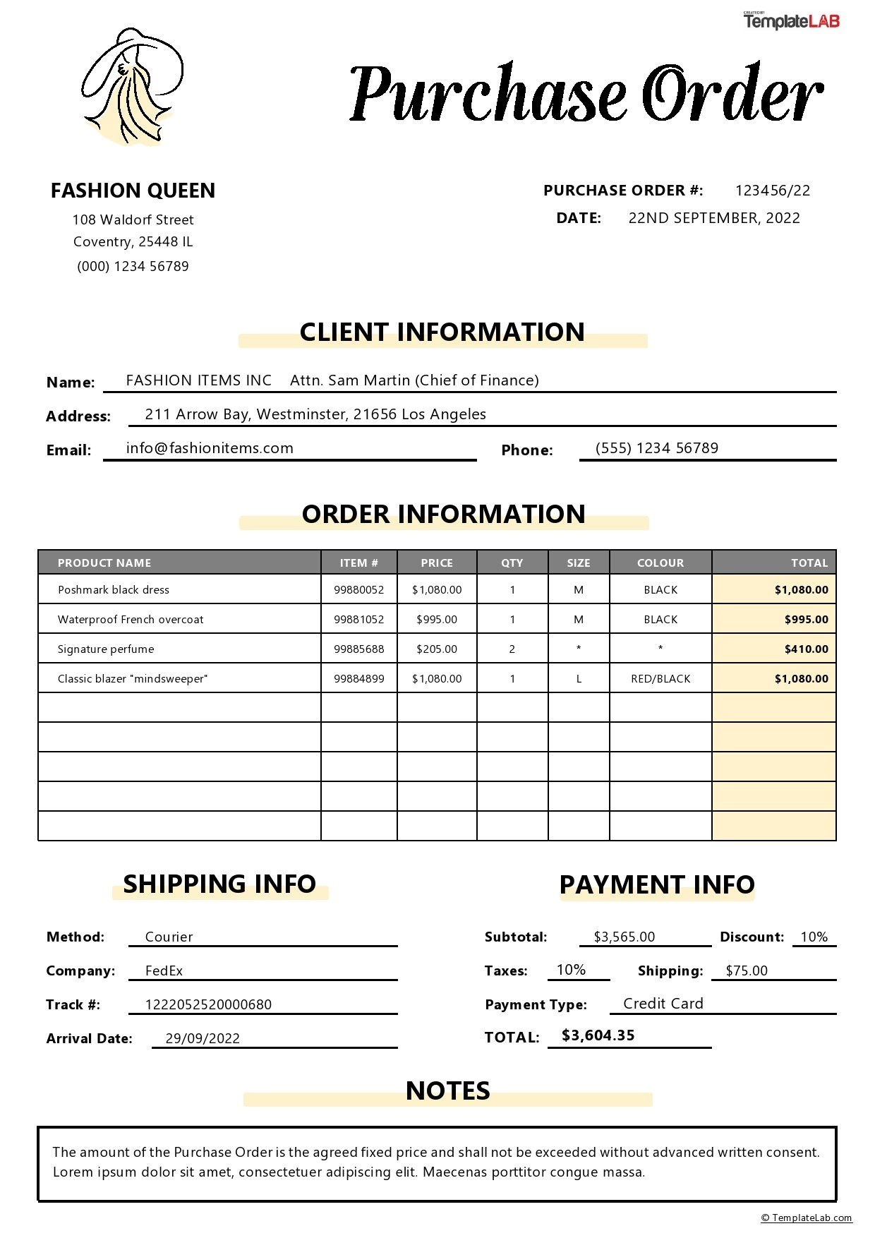 18 Free Purchase Order Templates [In Word, Excel, Pdf] intended for Purchase Order Form Template Sample