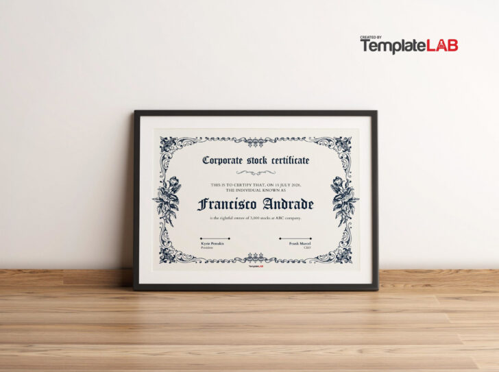 Stock Certificate Template Sample