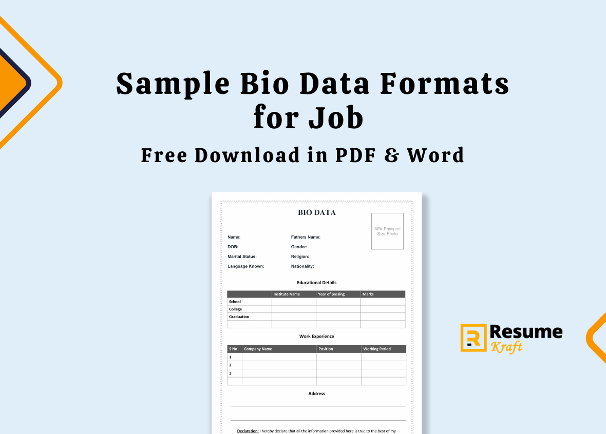 20+ Sample Bio Data Formats For Job Pdf &amp;amp; Word Free Download 2024 regarding Biodata Sample Template