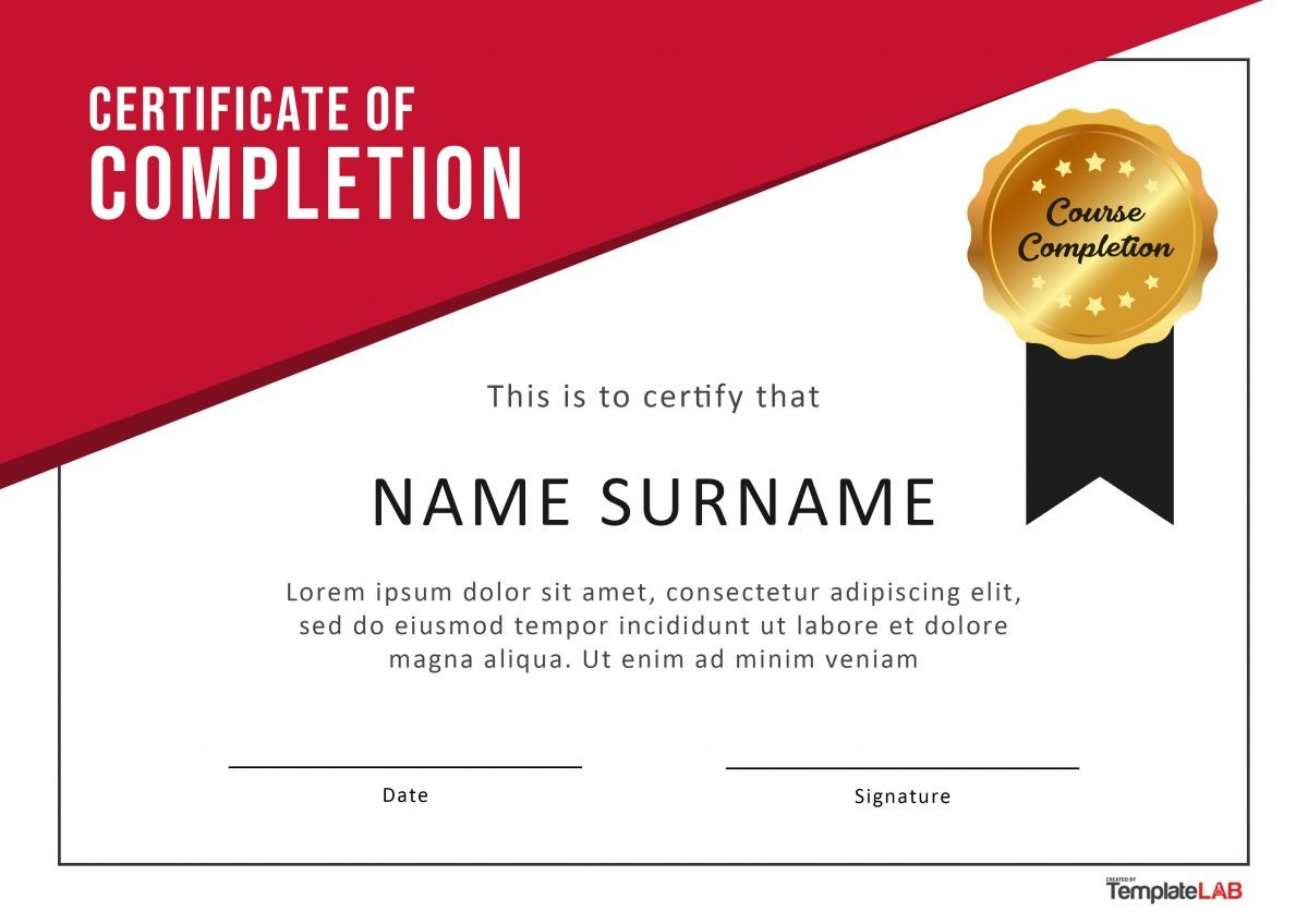 23 Free Certificate Of Completion Templates [Word, Powerpoint] with Course Completion Certificate Sample Template