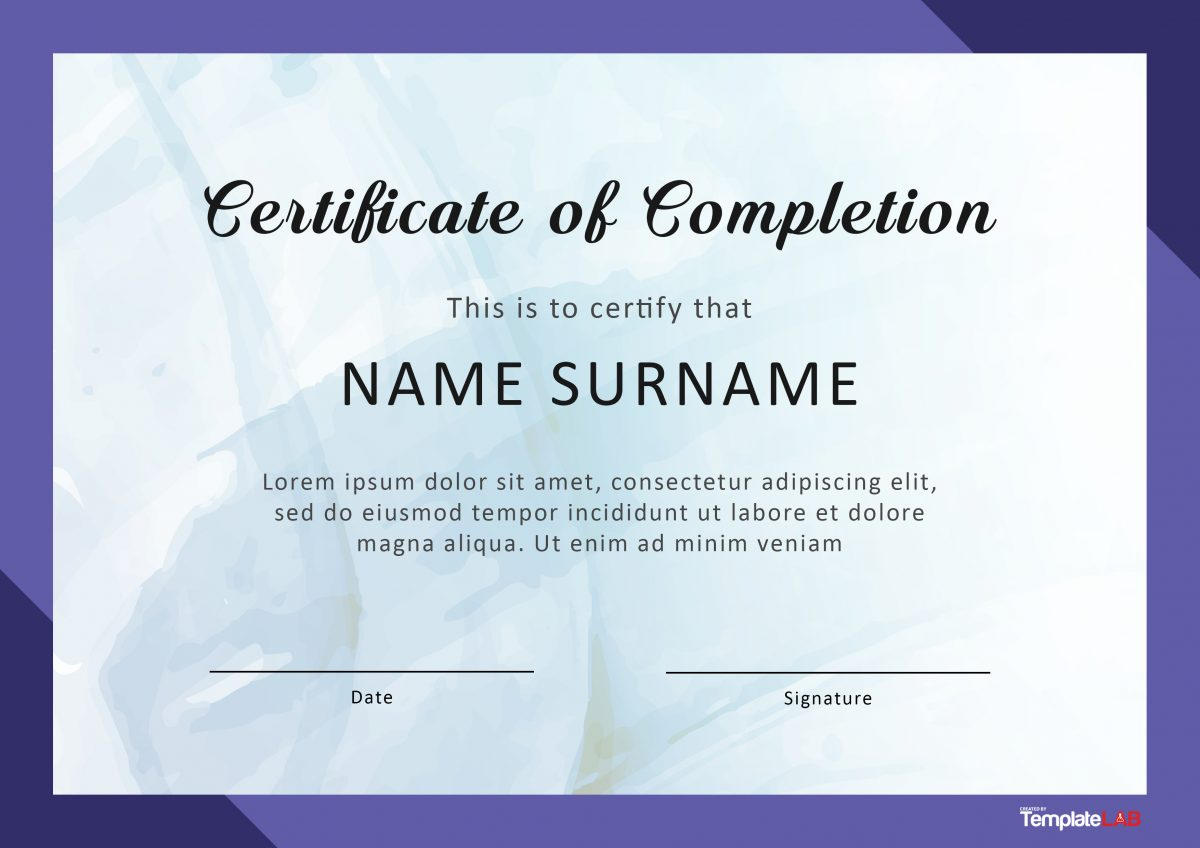23 Free Certificate Of Completion Templates [Word, Powerpoint] with regard to Certificate Of Completion Sample Template