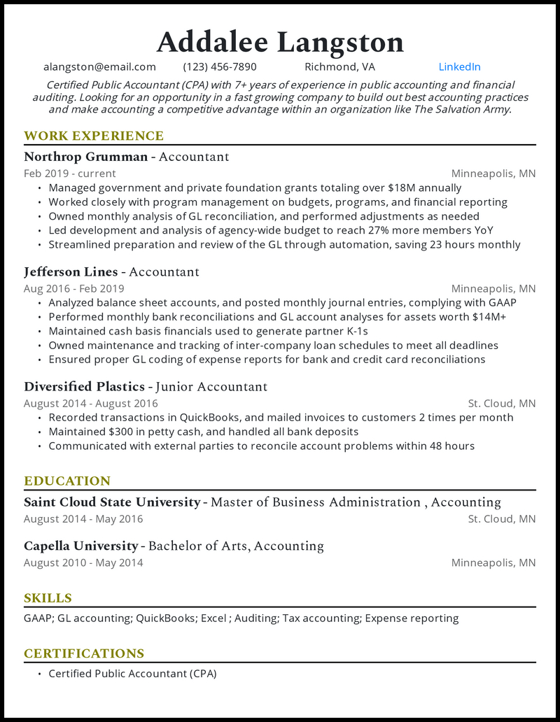 24 Accountant Resume Examples That Worked In 2024 regarding Accountant Cv Template Sample