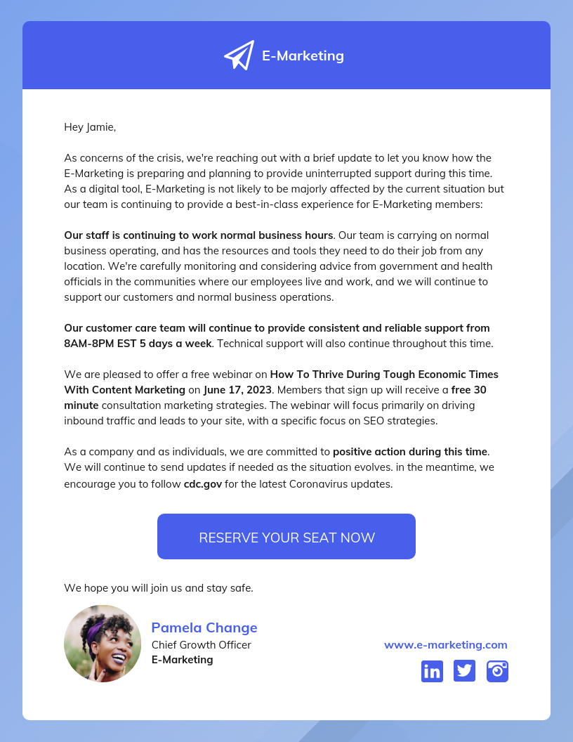 25+ Professional Email Templates To Engage Audience - Venngage for Email Blast Template Sample