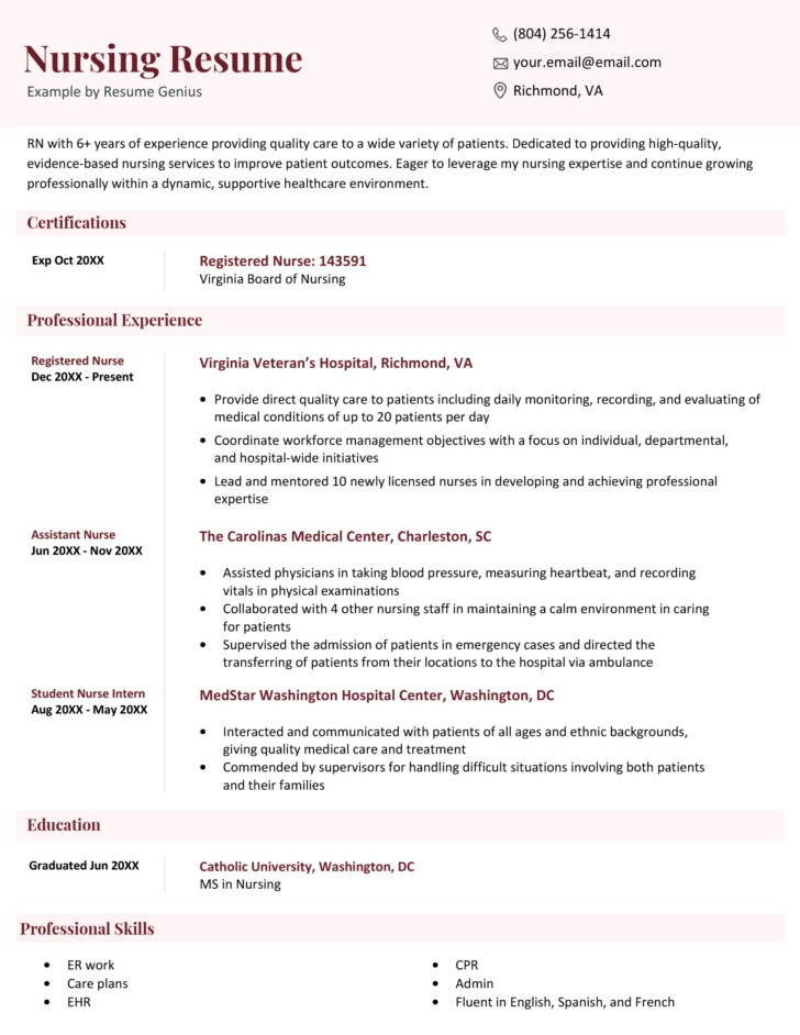 RN Resume Sample Templates