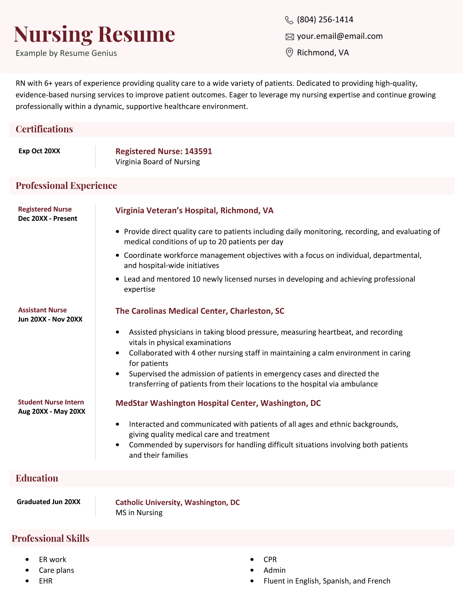 26+ Nursing Resume Examples &amp;amp; Writing Guide For 2024 throughout RN Resume Sample Templates