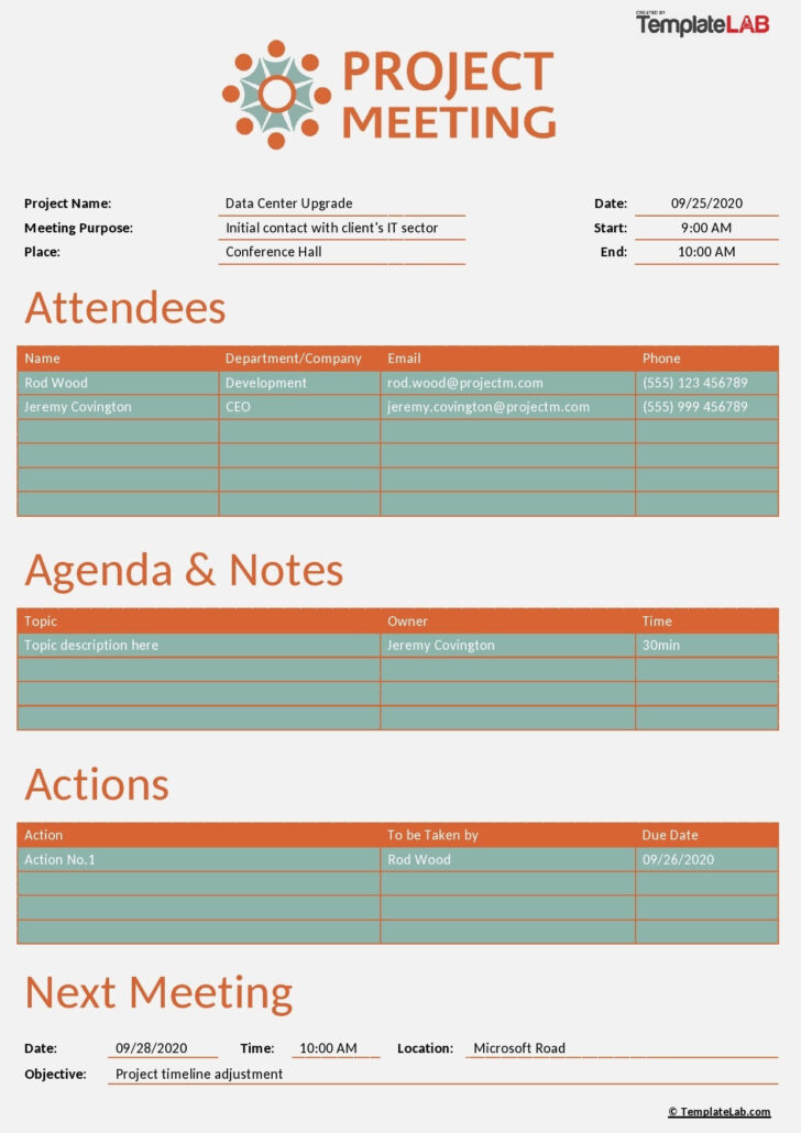 Meeting Notes Template Sample