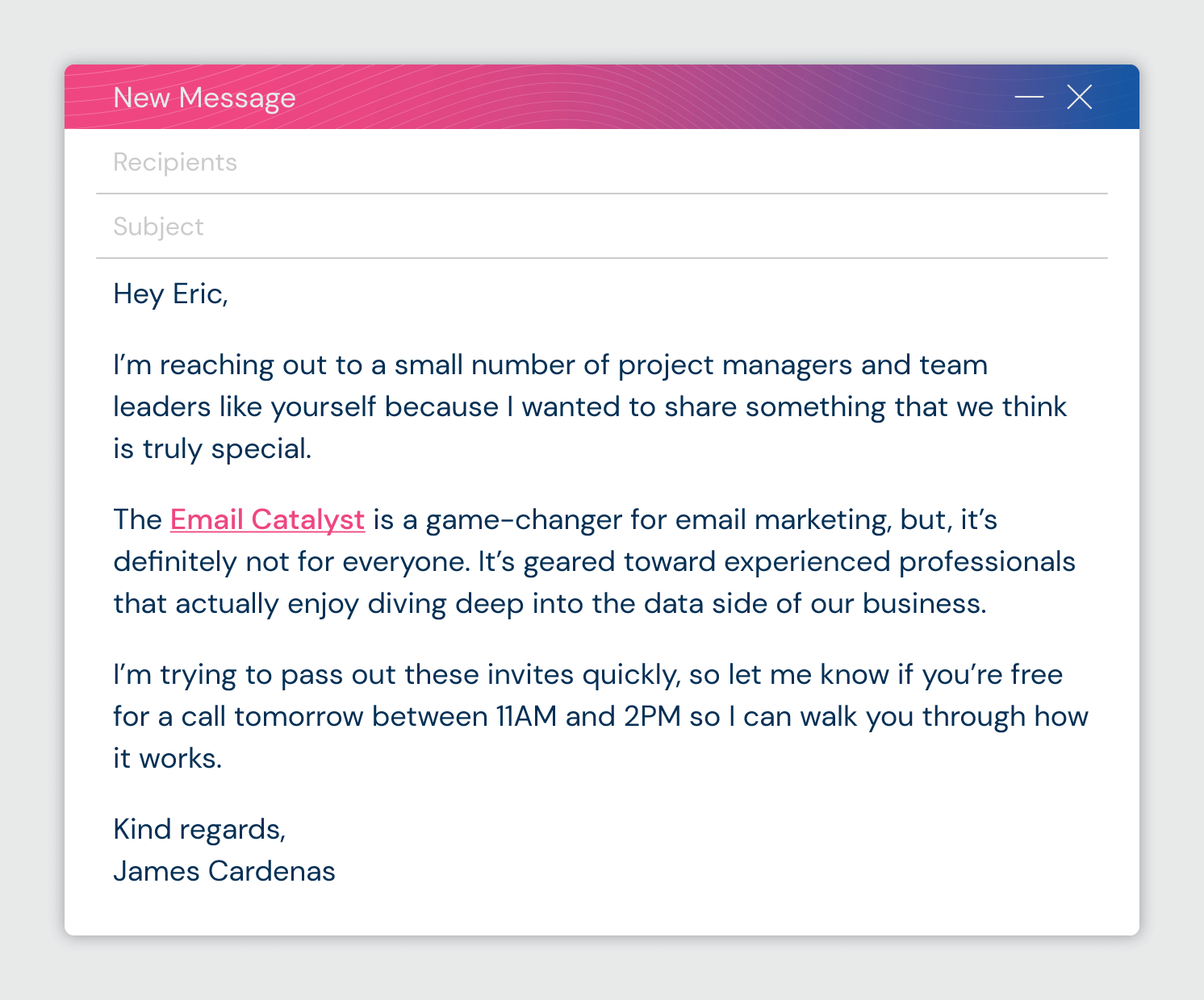 Greeting Email Sample Template Template Samples