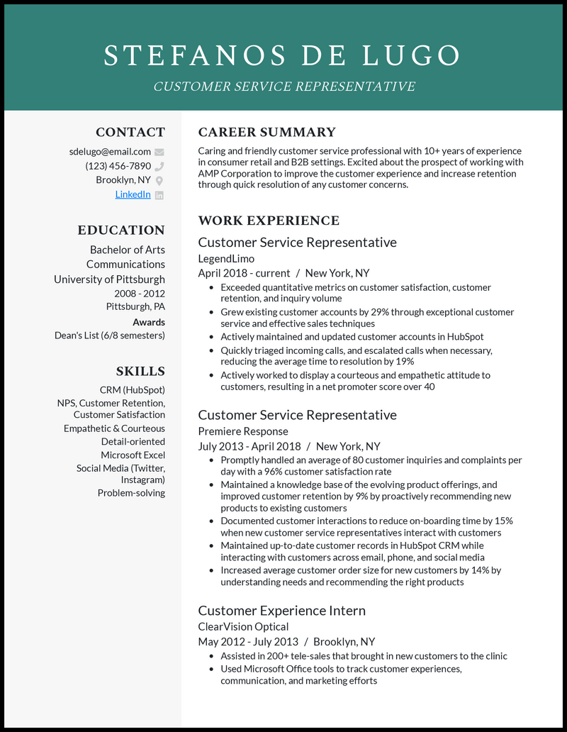 30 Customer Service Resume Examples For 2024 pertaining to Customer Service Resume Template Sample