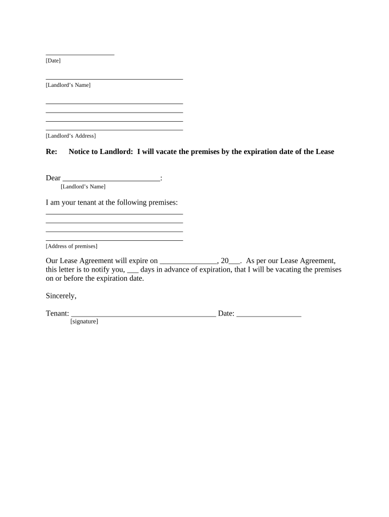 30 Day Written Notice To Vacate From Landlord Template: Fill Out with Template Sample For 30 Day Notice To Vacate