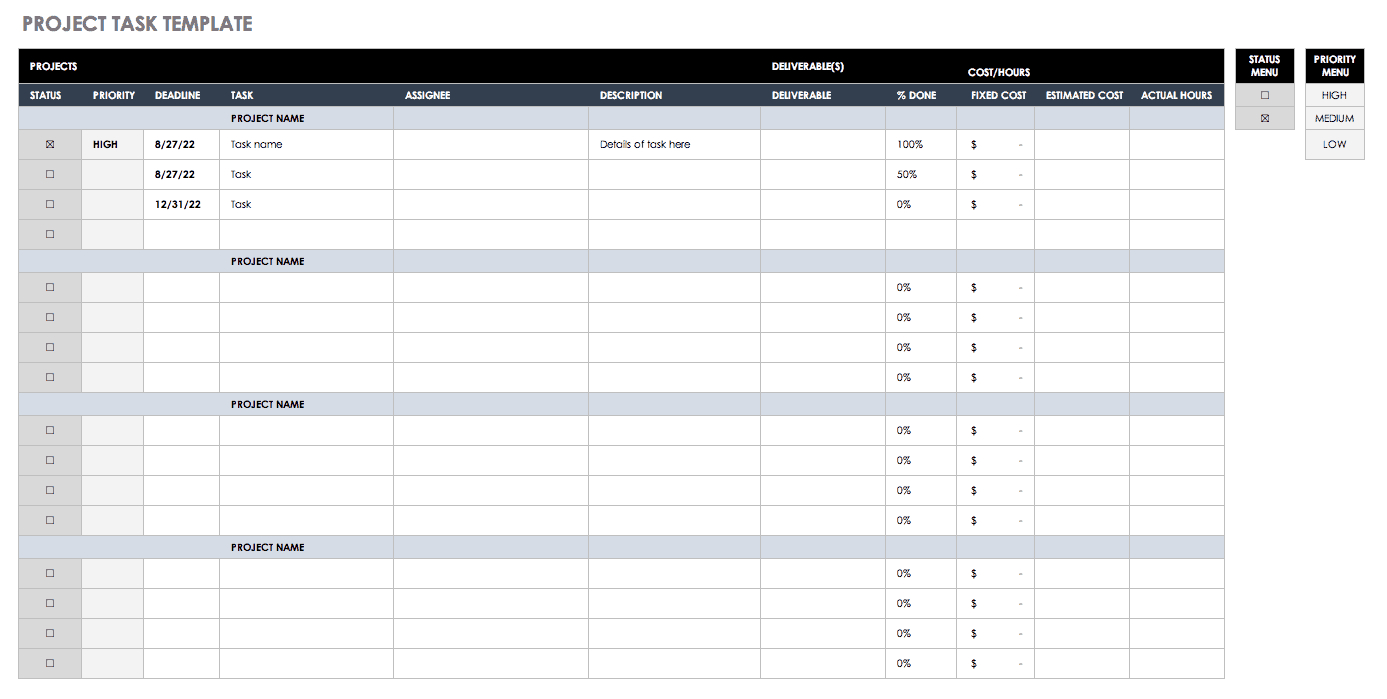 30+ Free Task And Checklist Templates | Smartsheet regarding Project Task List Sample Template