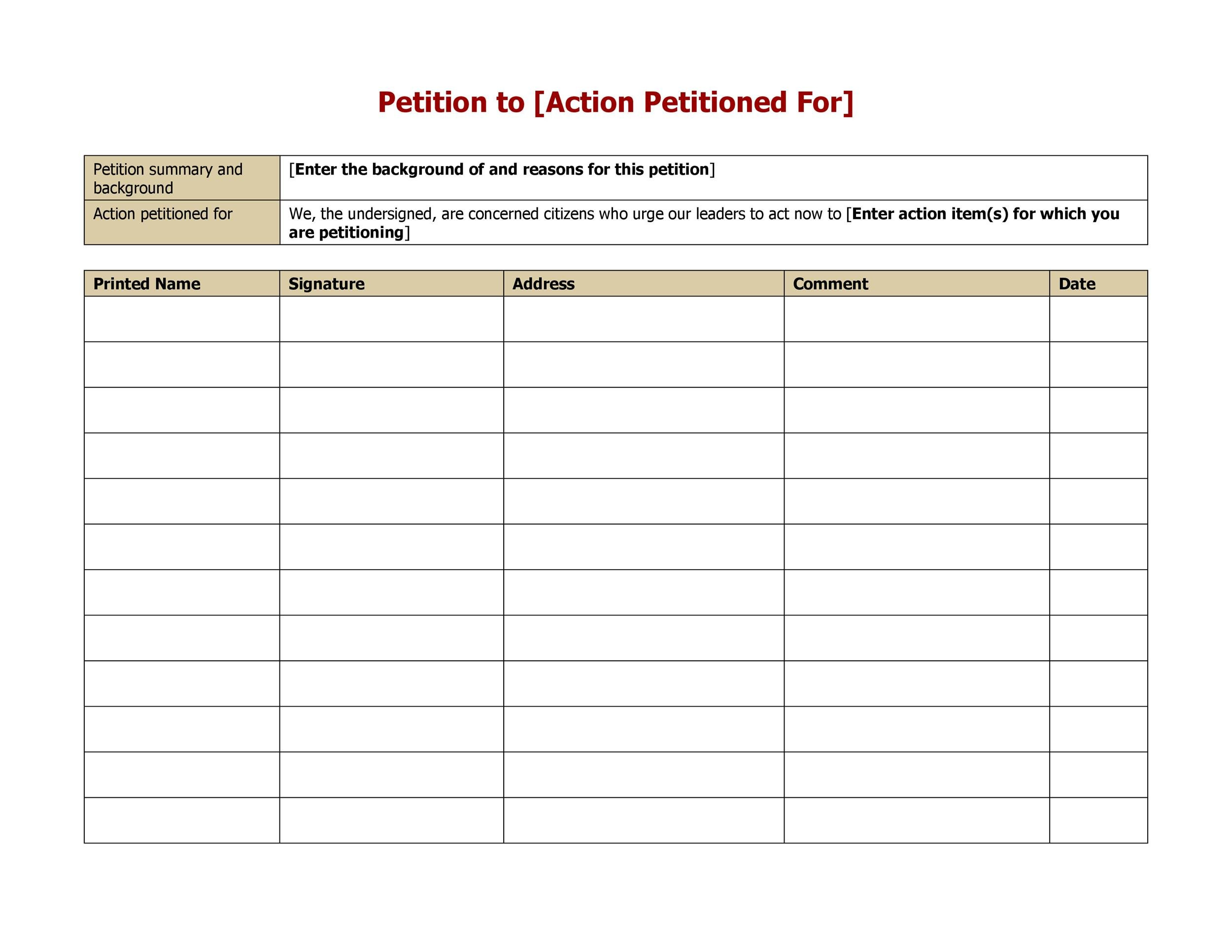 30 Petition Templates + How To Write Petition Guide with Petition Template Sample