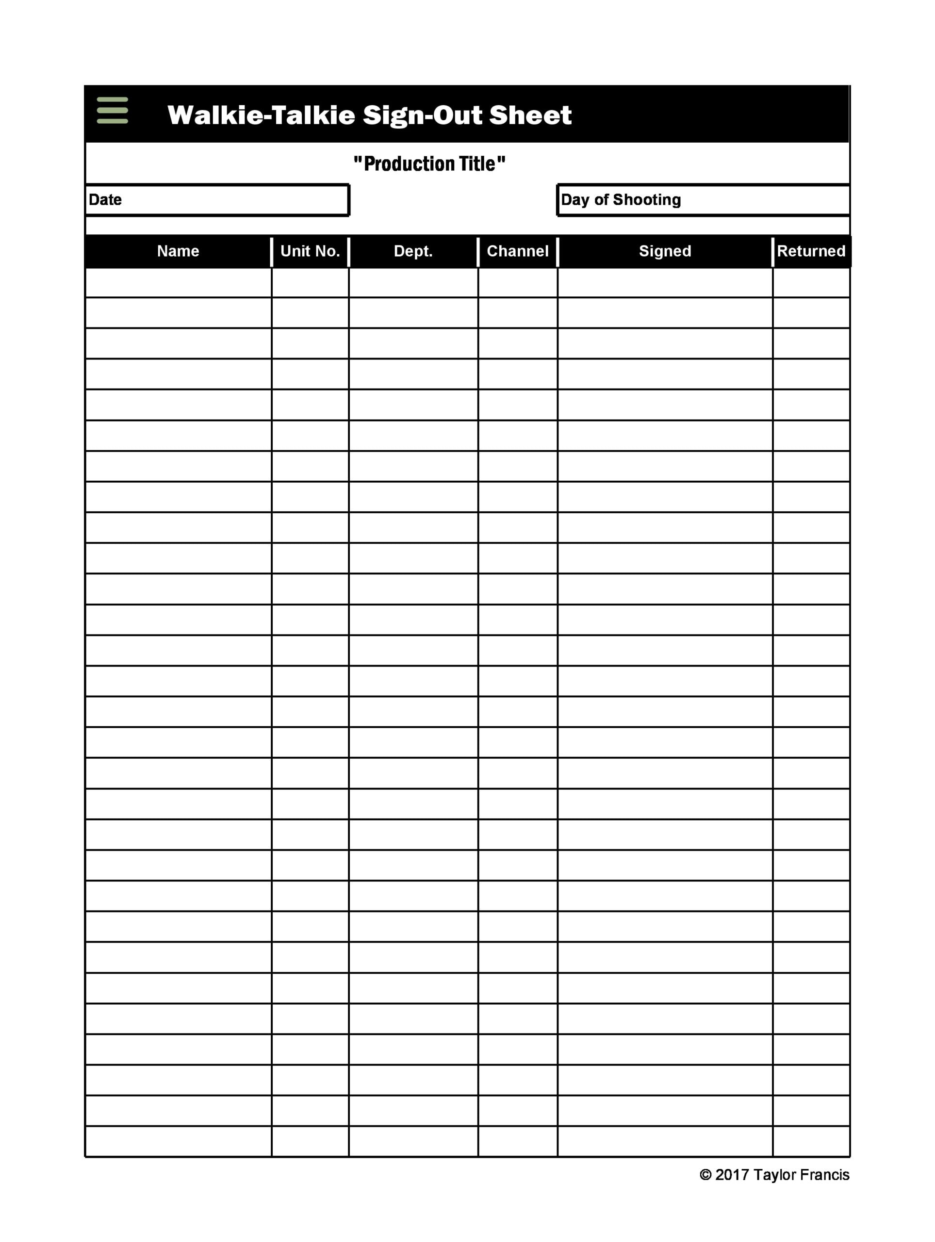 30 Printable Sign In &amp;amp; Sign Out Sheets (Best Templates!) intended for Sample Sign Out Sheet Template