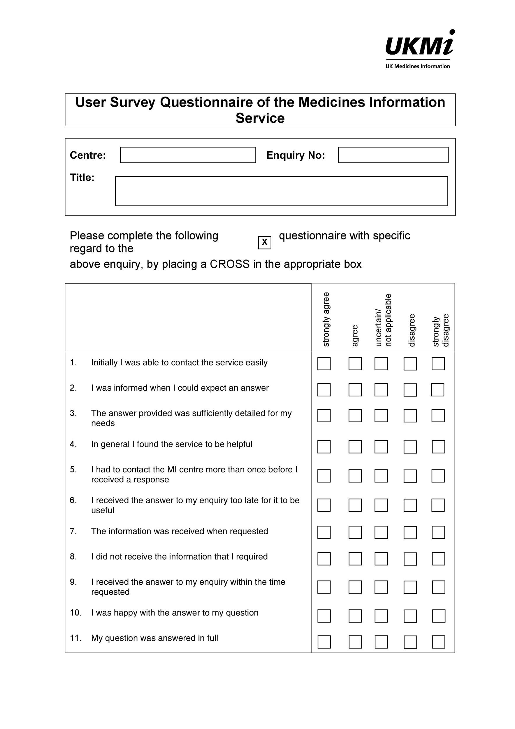 30+ Questionnaire Templates (Word) ᐅ Templatelab with Questionnaire Sample Template