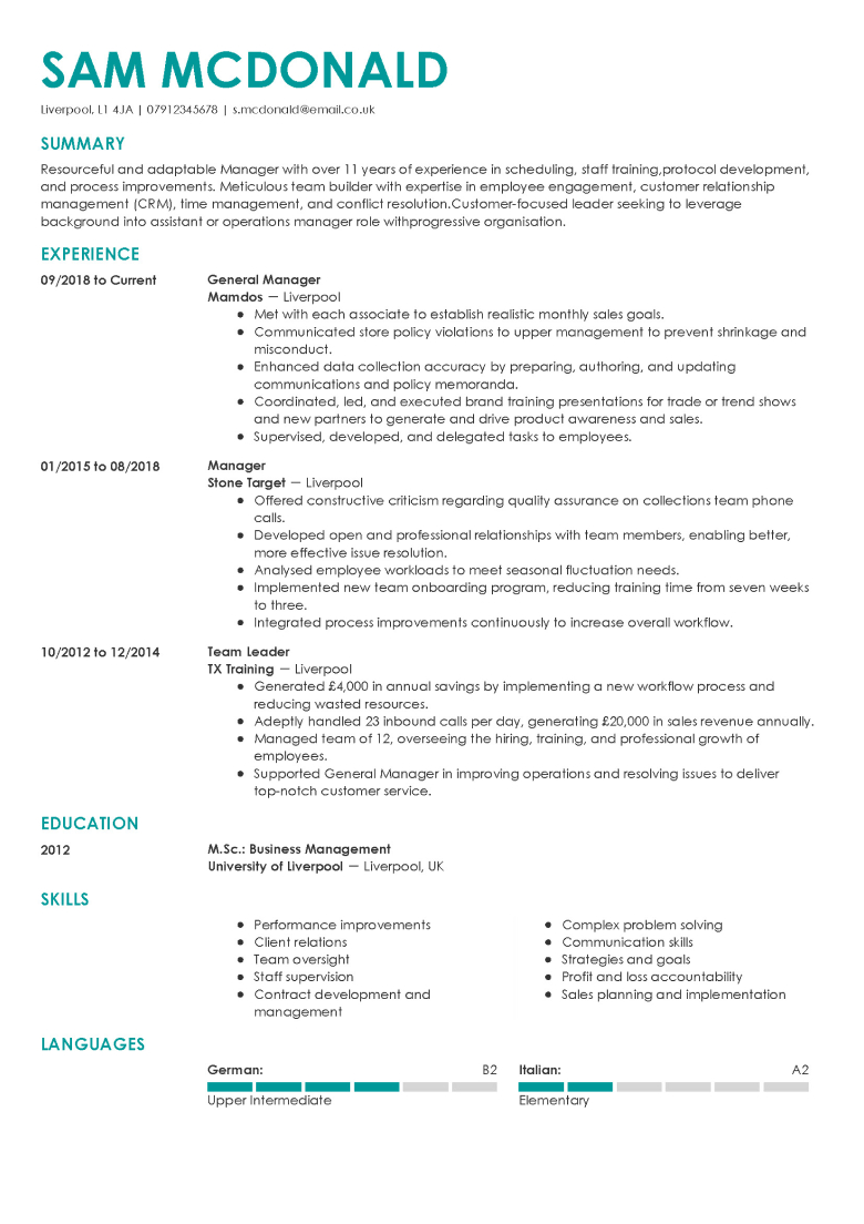 33 Cv Templates Tailor-Made For The Uk Job Market for Sample CV Templates