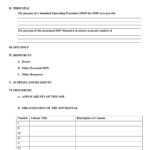 37 Best Standard Operating Procedure (Sop) Templates In Procedure Sample Template