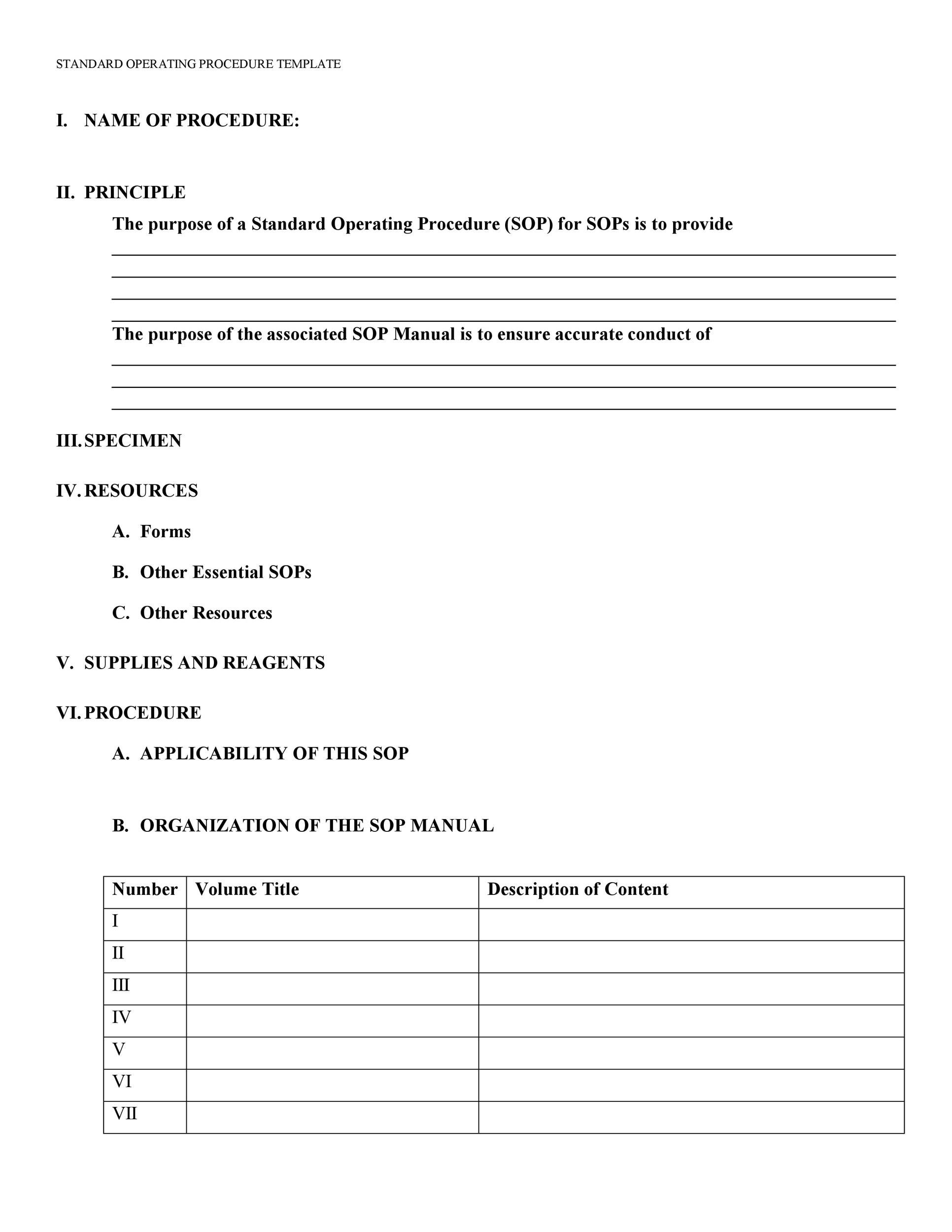 37 Best Standard Operating Procedure (Sop) Templates in Procedure Sample Template