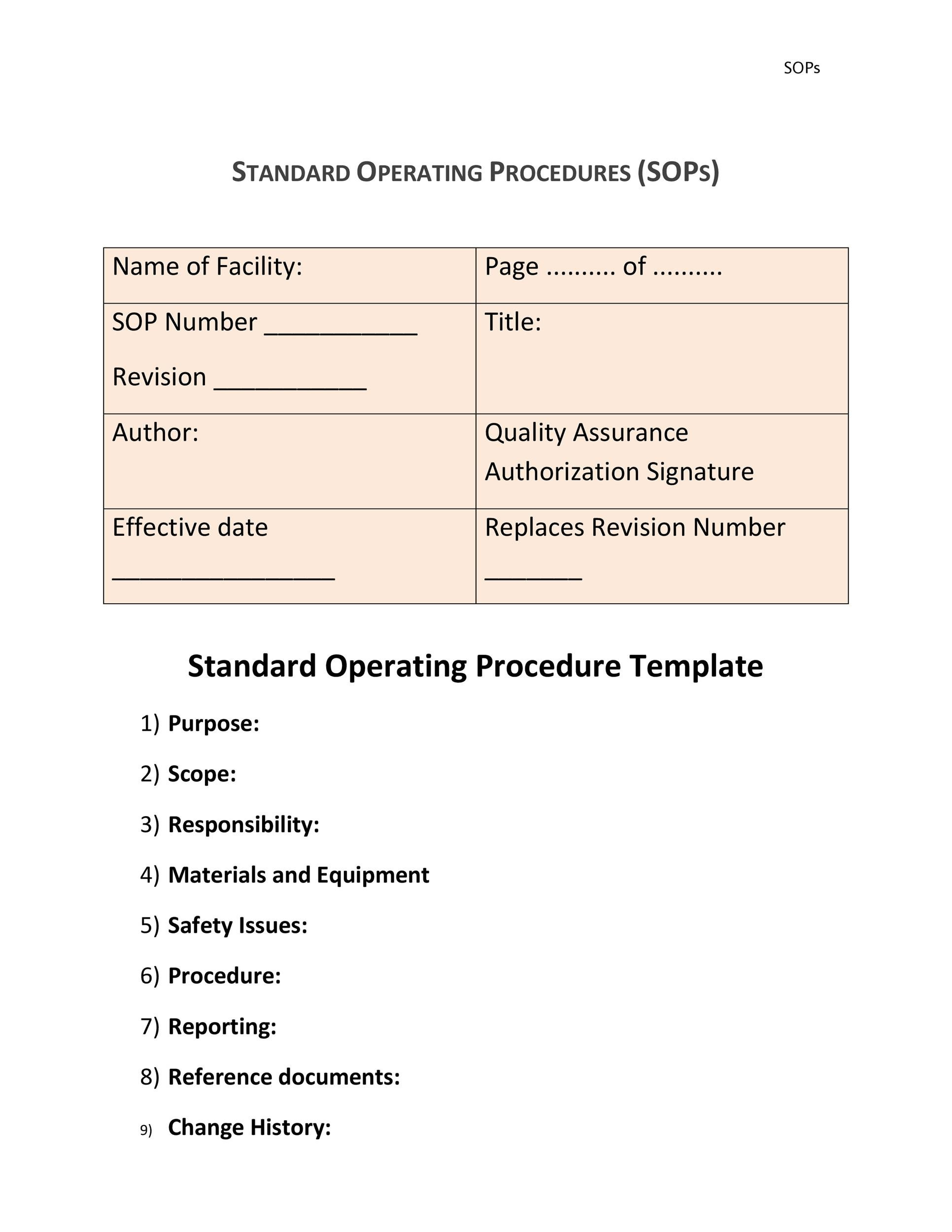 37 Best Standard Operating Procedure (Sop) Templates in Sop Template Sample