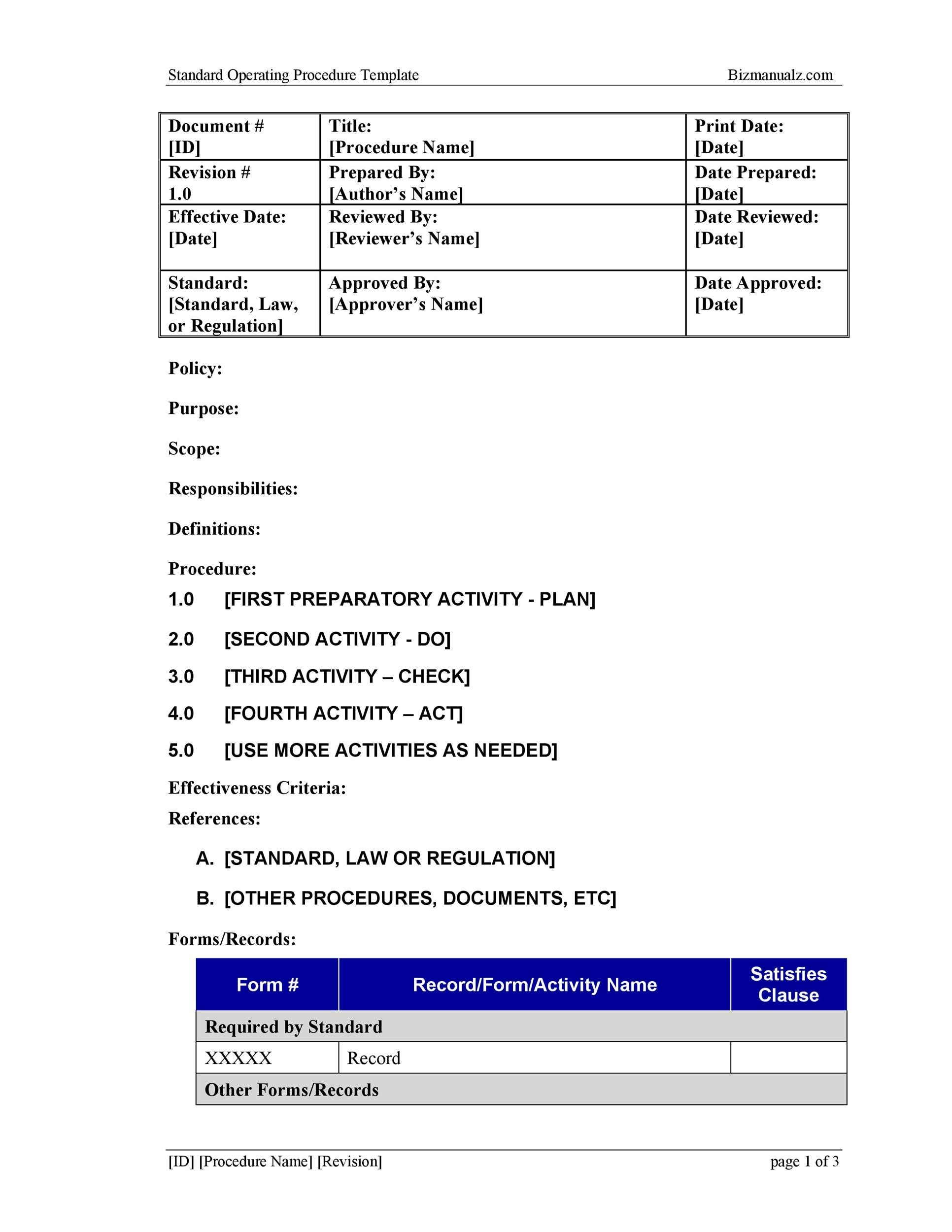 37 Best Standard Operating Procedure (Sop) Templates regarding SOP Template Sample