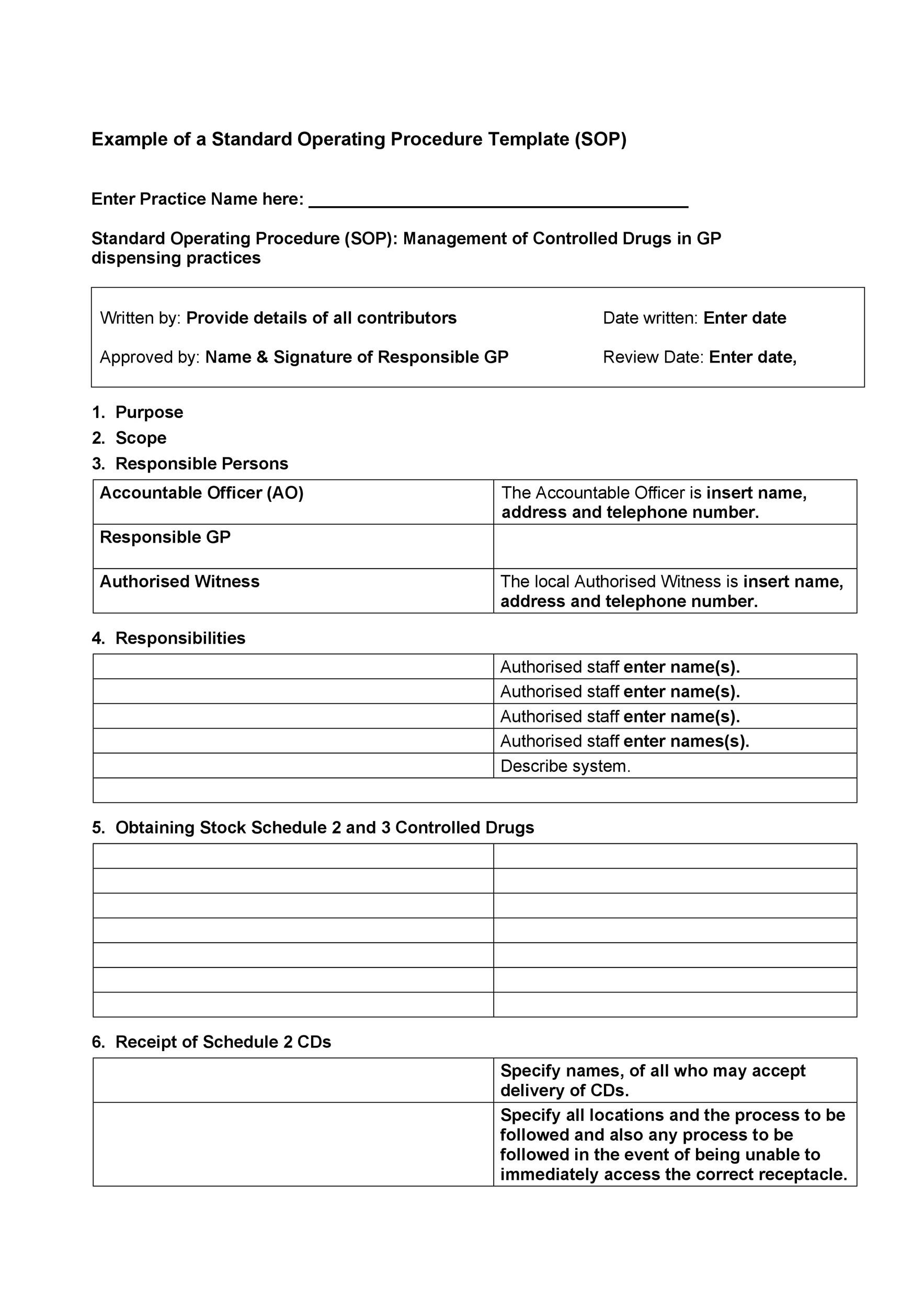 37 Best Standard Operating Procedure (Sop) Templates within Procedure Sample Template