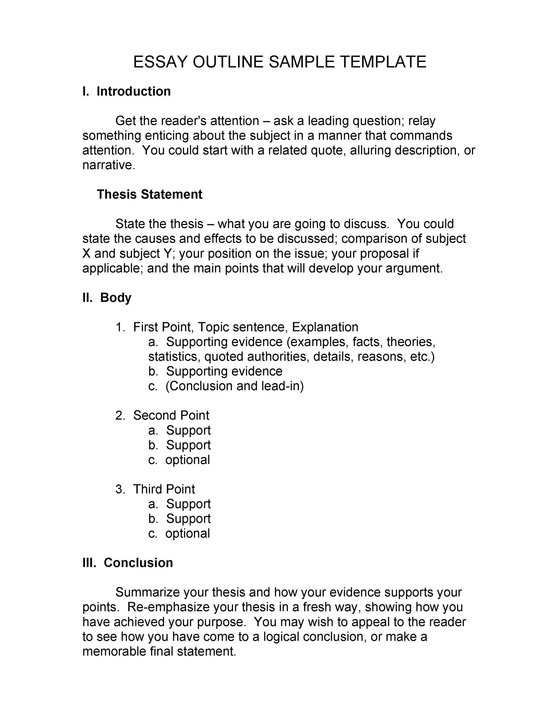 37 Outstanding Essay Outline Templates (Argumentative, Narrative for Essay Sample Template