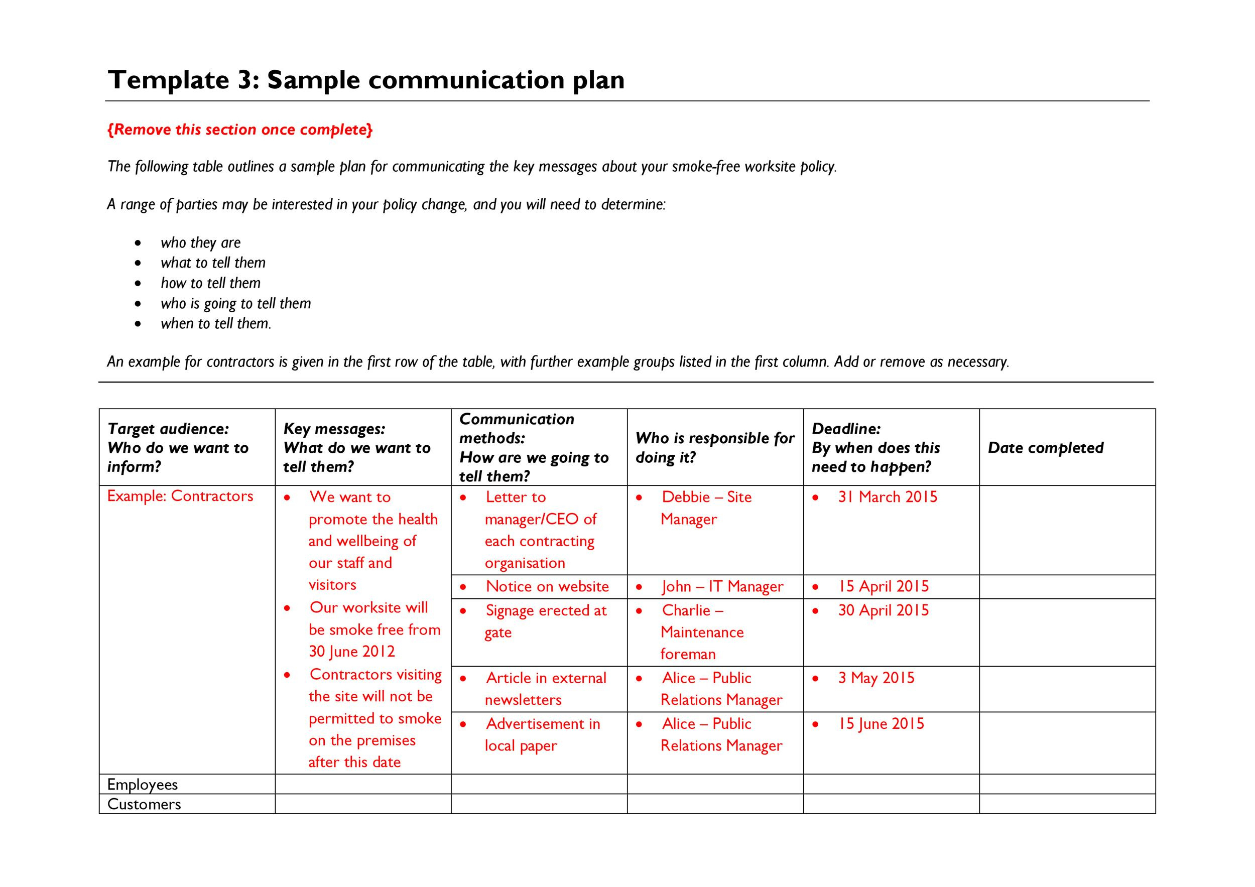 37 Simple Communication Plan Examples (+ Free Templates) ᐅ inside Communication Plan Sample Template