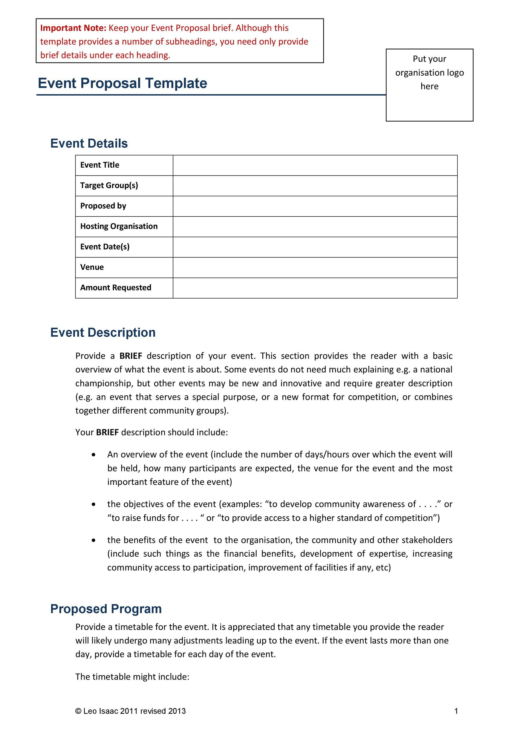 38 Best Event Proposal Templates &amp;amp; Free Examples ᐅ Templatelab with Event Plan Sample Template