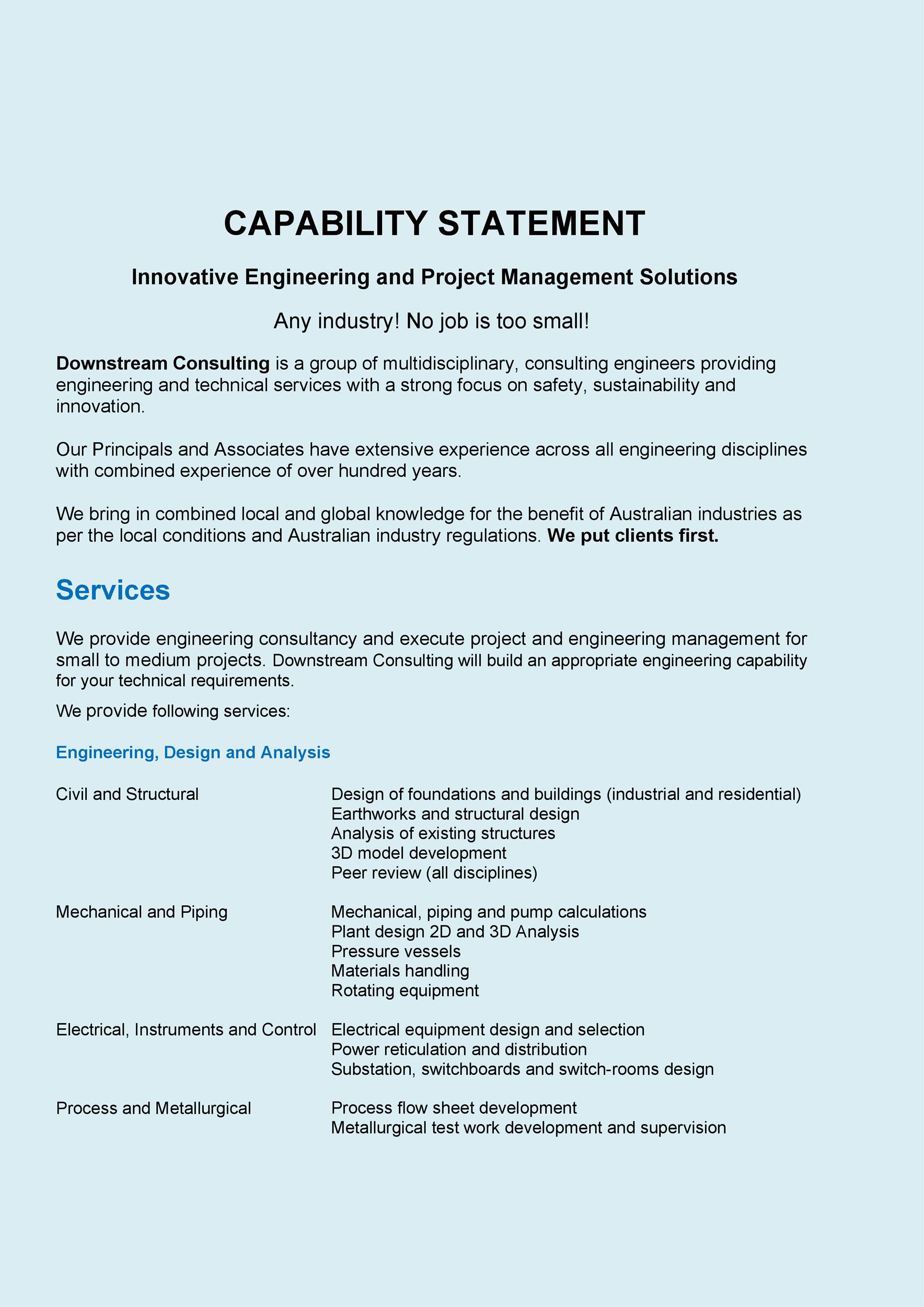 39 Effective Capability Statement Templates (+ Examples) ᐅ regarding Capability Statement Sample Template