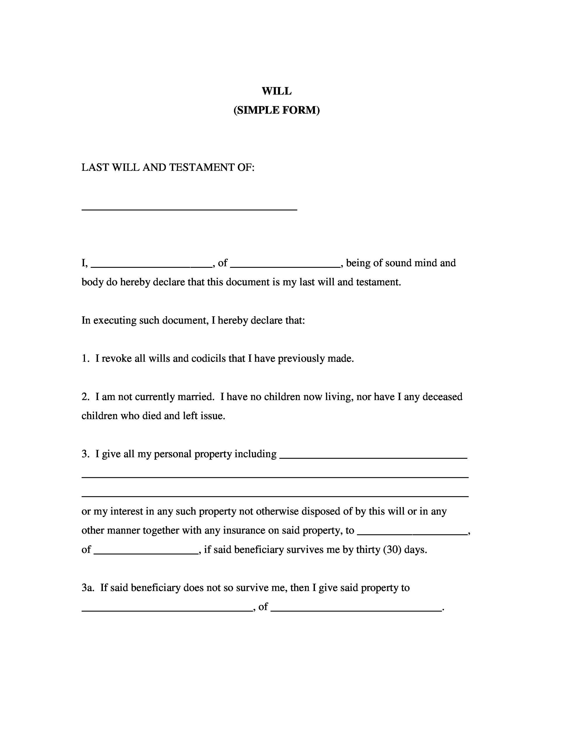 39 Last Will And Testament Forms &amp;amp; Templates ᐅ Templatelab inside Will Template Sample