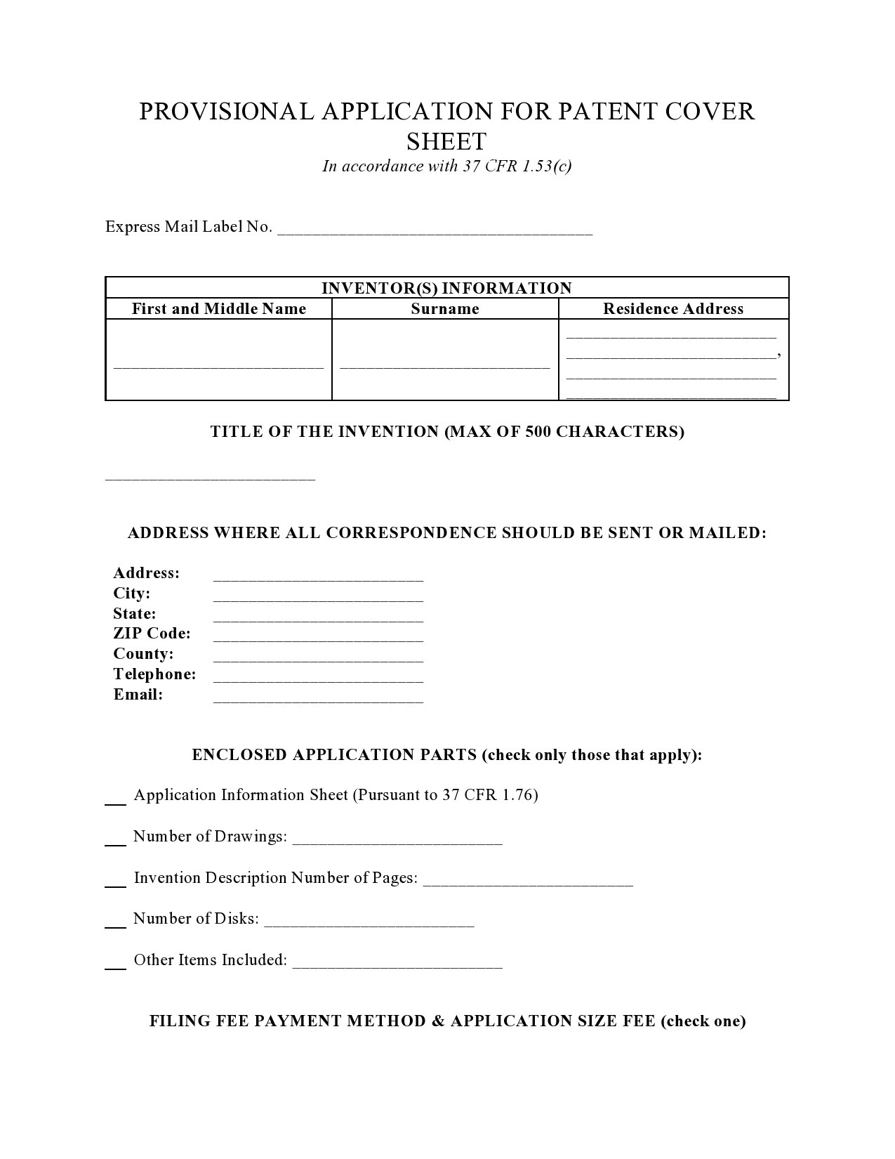 39 Provisional Patent Application Templates (Free) ᐅ Templatelab for Provisional Patent Application Sample Template