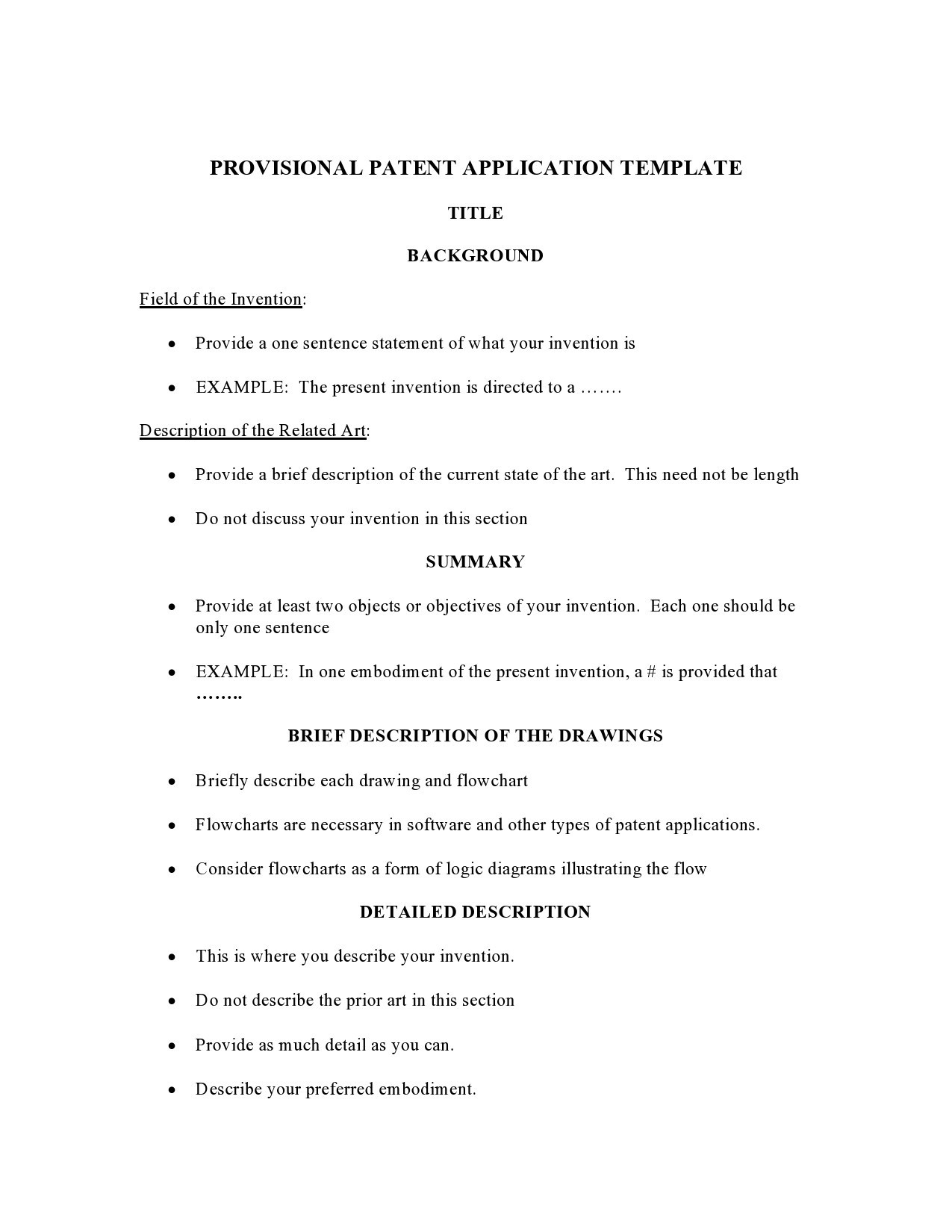 39 Provisional Patent Application Templates (Free) ᐅ Templatelab with Provisional Patent Application Sample Template