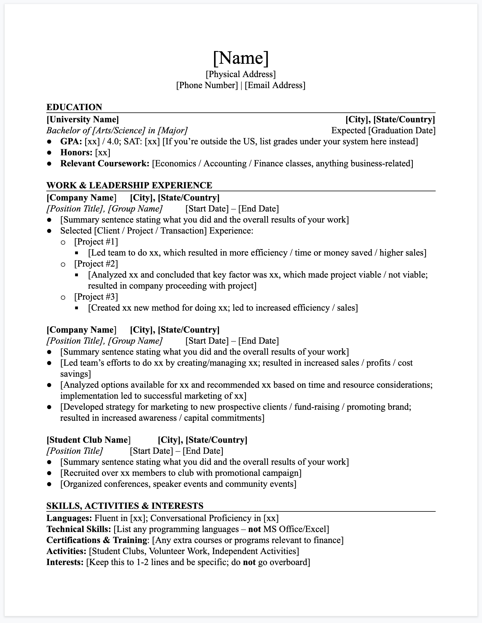 4 Free Cv Templates Usedharvard And Mckinsey + Tips For Danish within Harvard Resume Sample Template