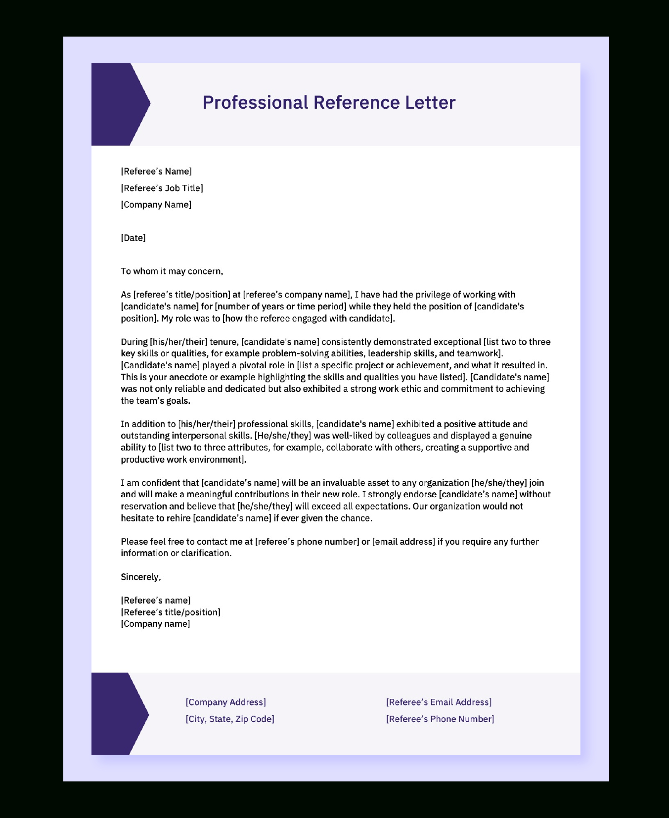 4 Free Letter Of Recommendation For Employee Templates - Aihr regarding Personal Reference Letter Template Sample