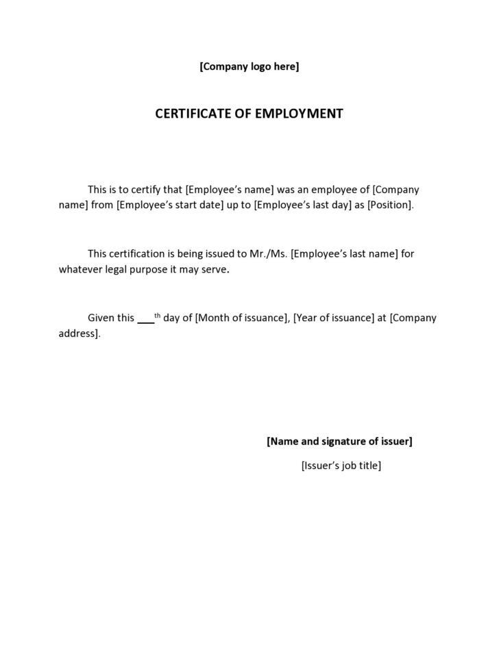 Certificate of Service Sample Template