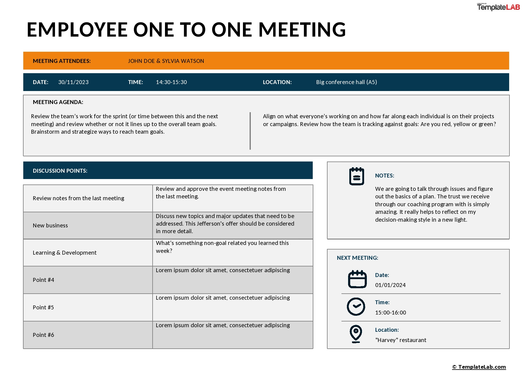 40 Best One To One Meeting Templates (100% Free) regarding One On One Meeting Sample Template