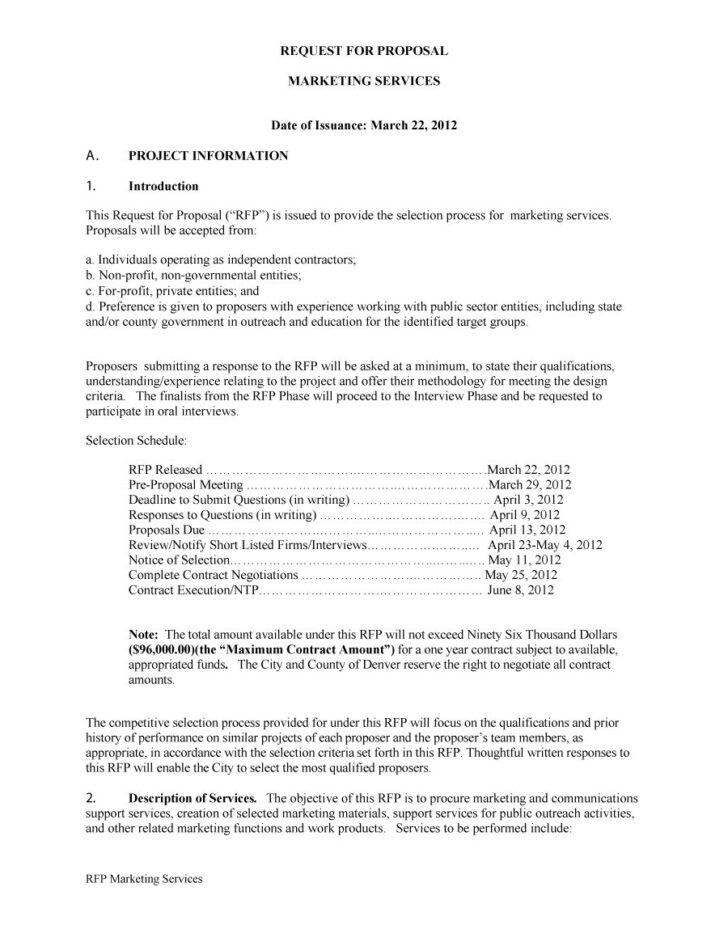 RFP Proposal Template Sample